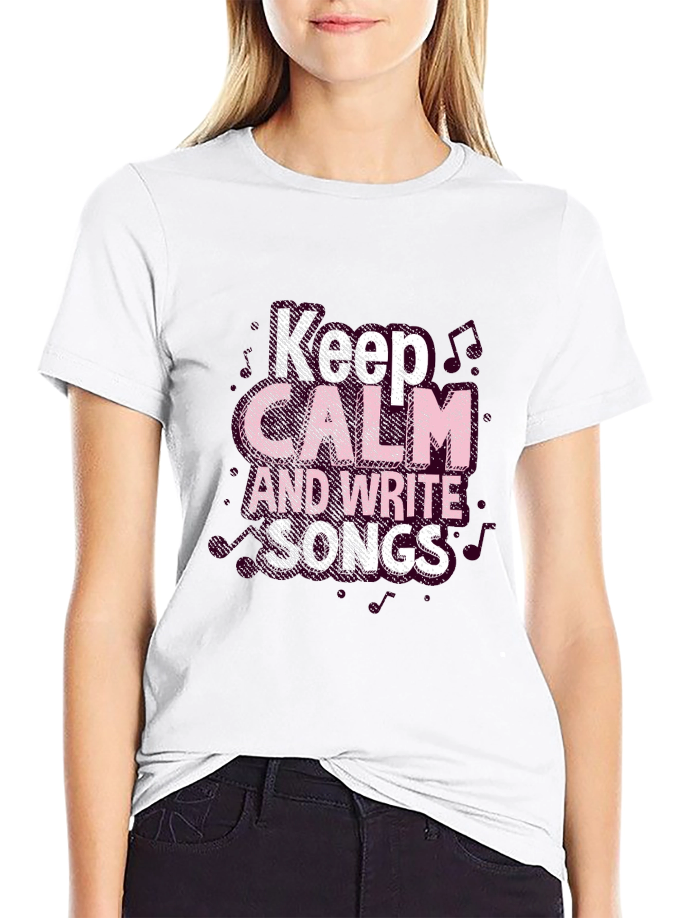 Black Keep Calm and Write Songs Black T-Shirt view 9