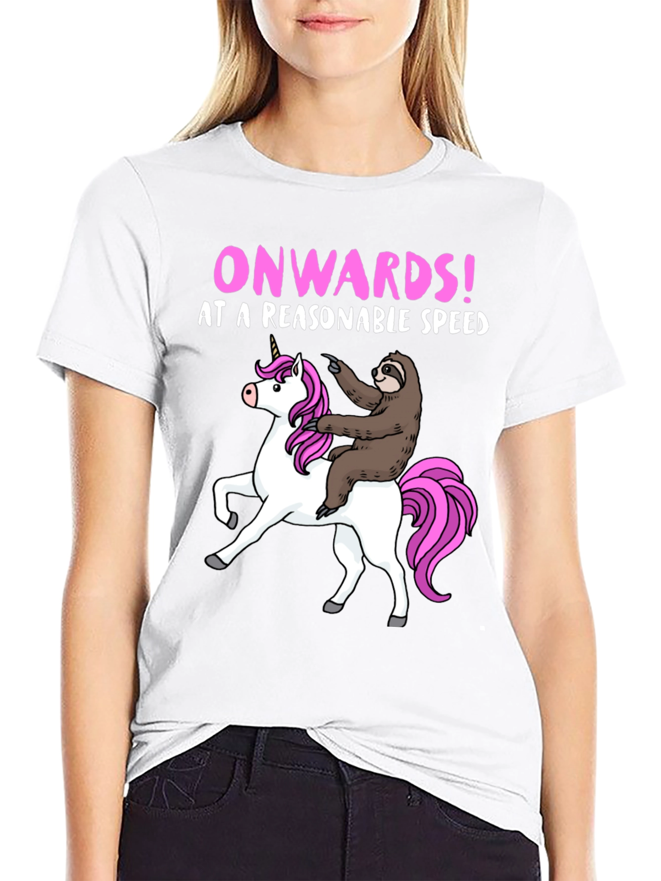 Black Sloth Riding Unicorn Graphic T-Shirt view 9