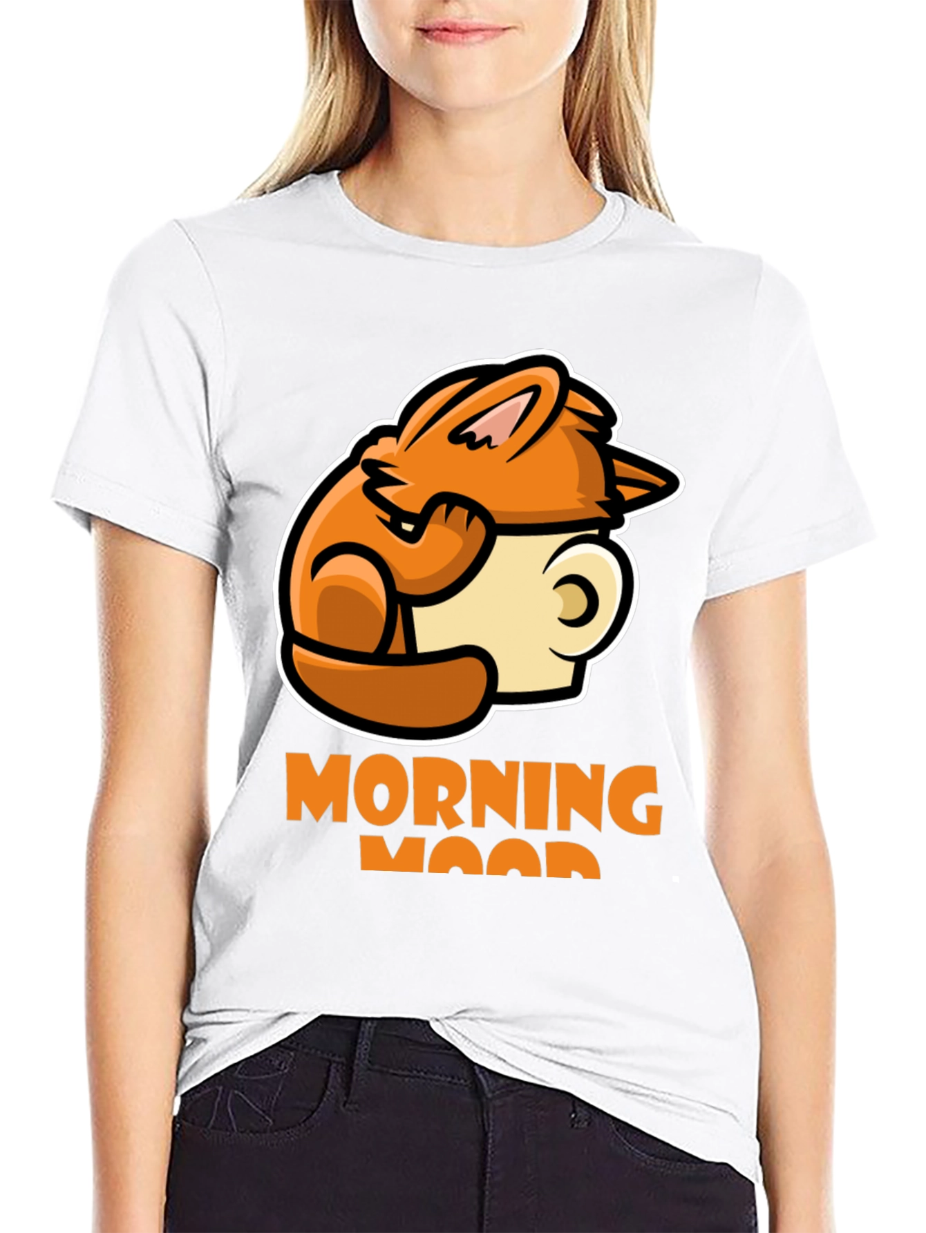 Black Morning Mood Graphic Tee - Cozy Rabbit Coffee Design view 9