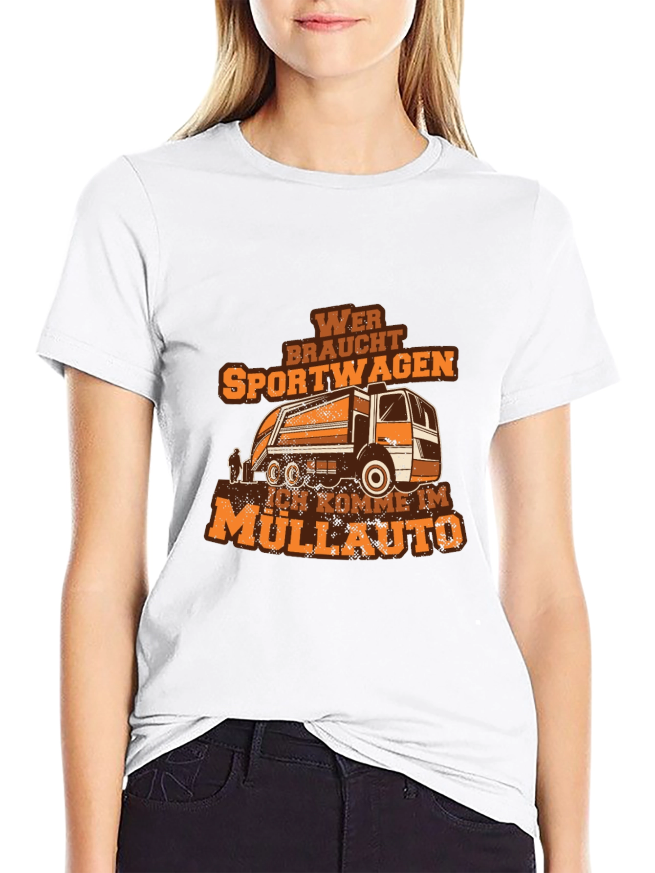 Black Funny Garbage Truck T-Shirt - Müllauto Design view 9