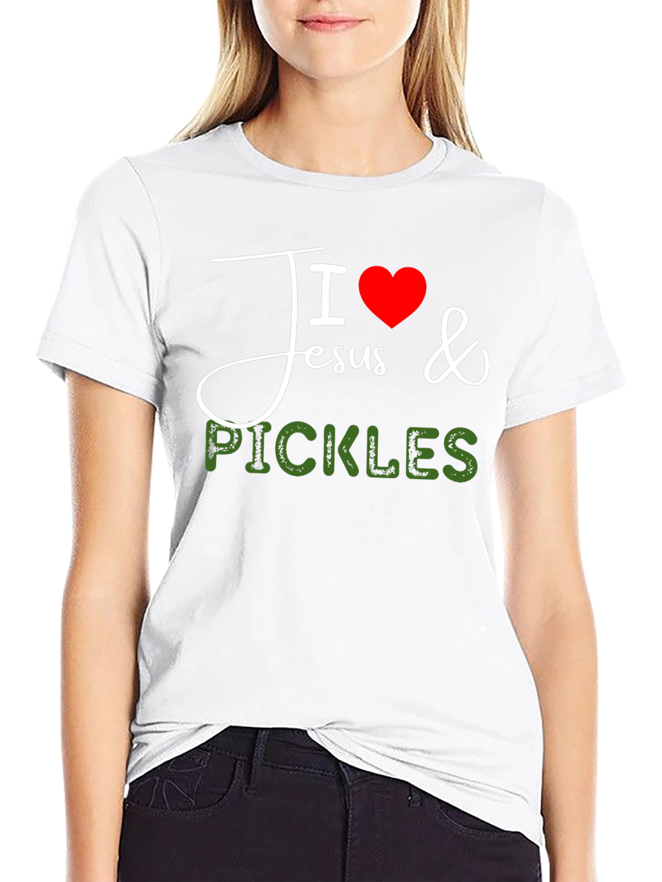 Black I Love Jesus & Pickles Graphic T-Shirt view 9