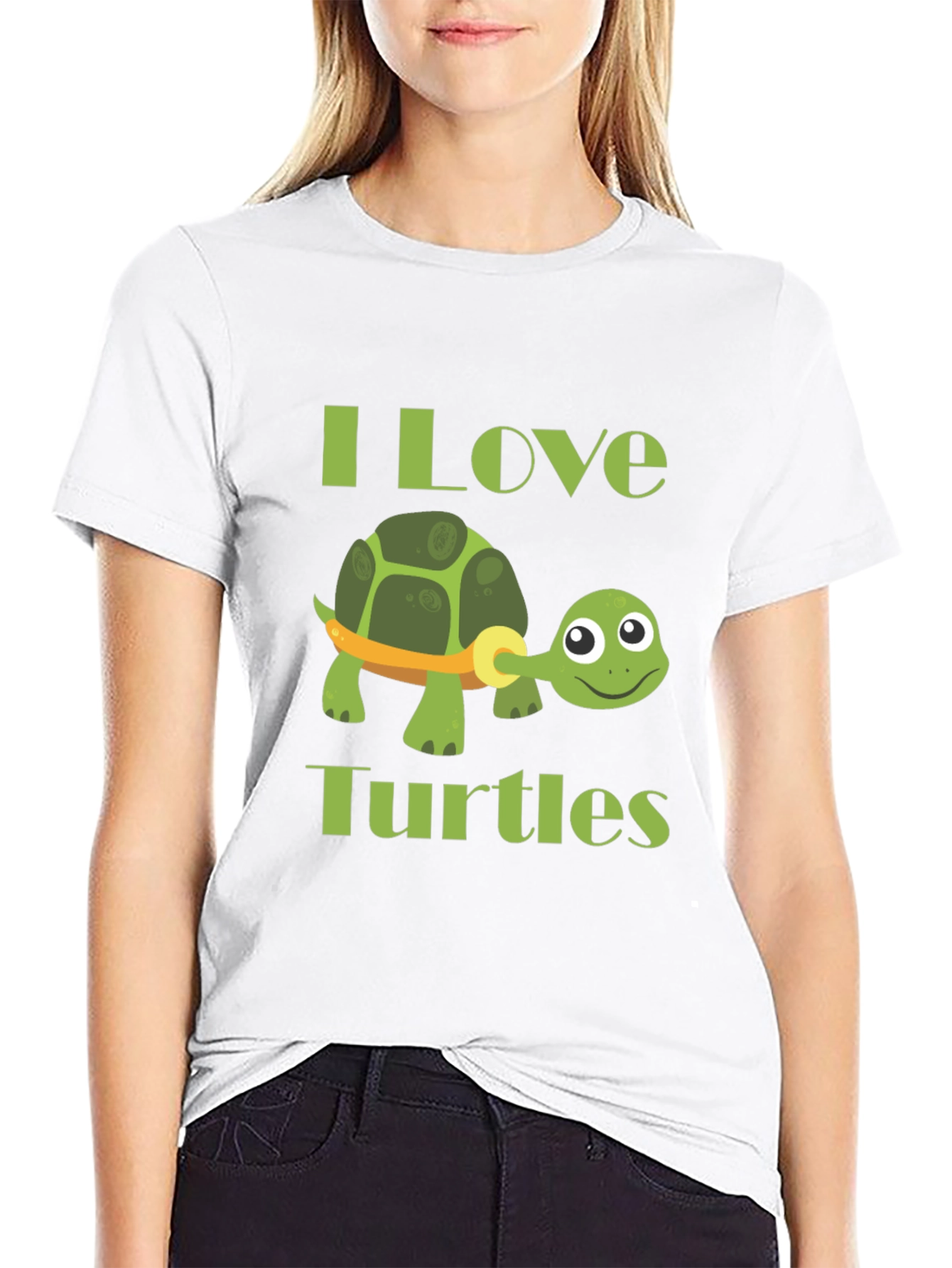 Black I Love Turtles Graphic T-Shirt view 9