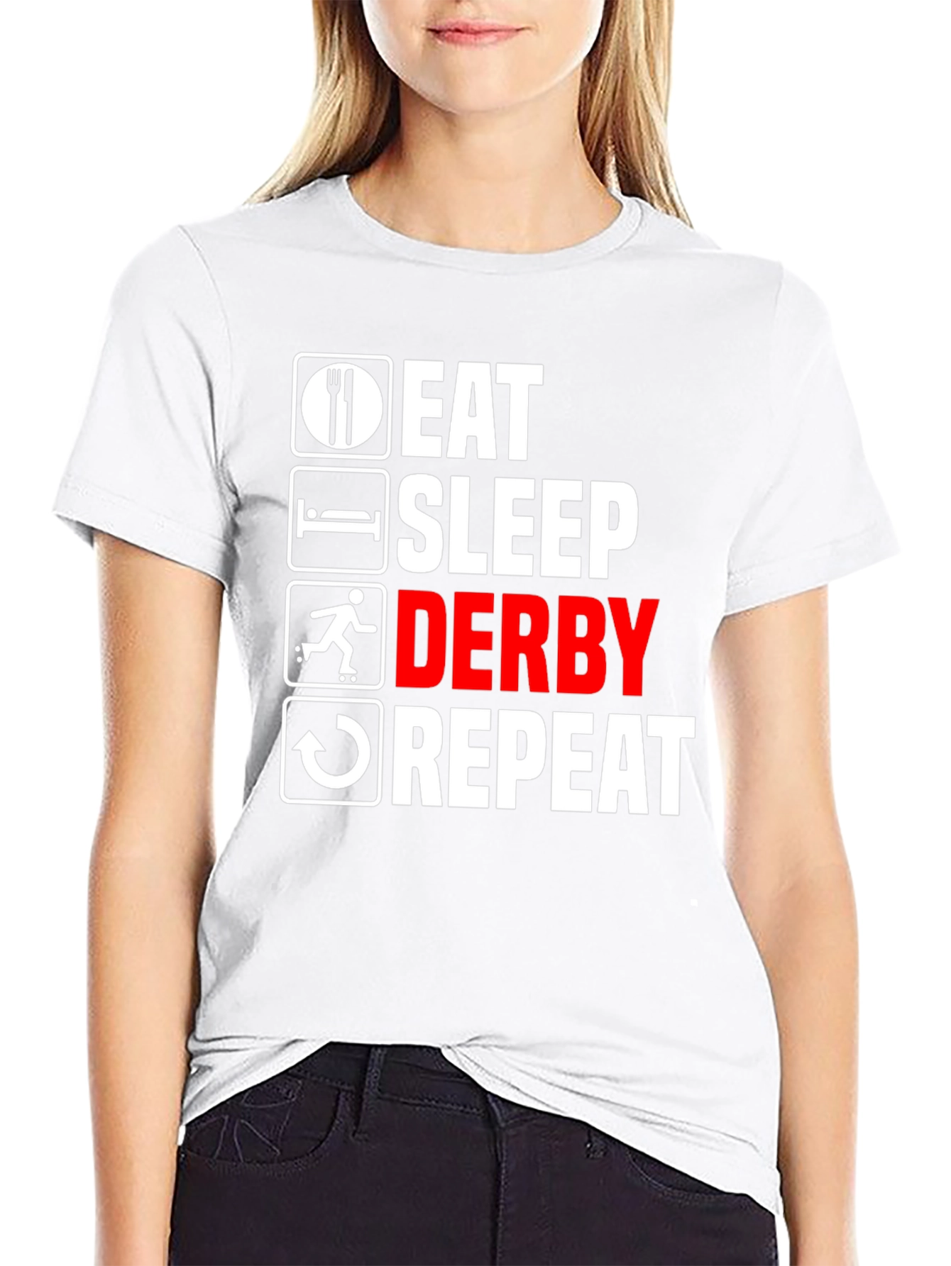 Black Eat Sleep Derby Repeat Graphic Tee view 9