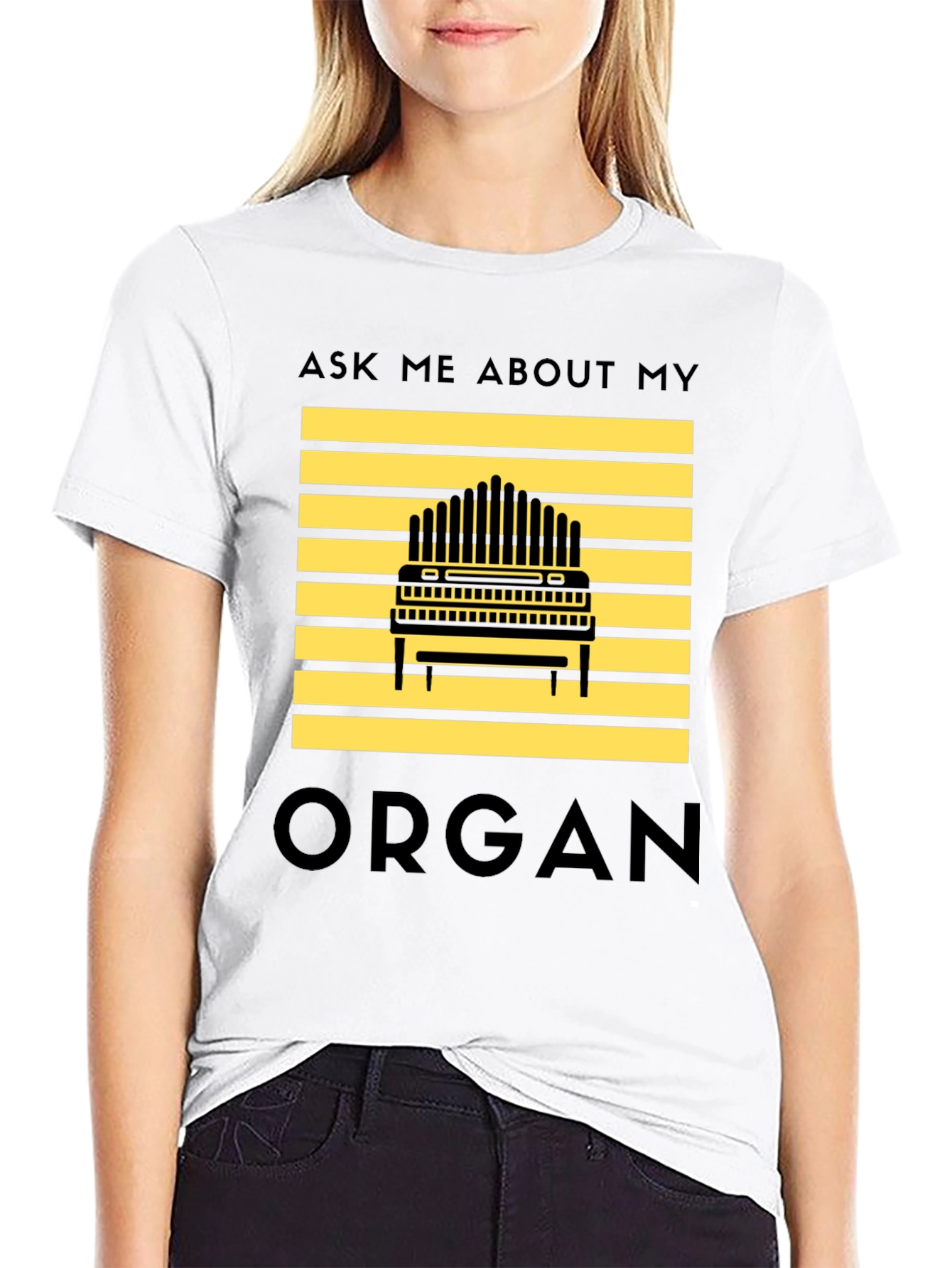 Black Ask Me About My Organ Black T-Shirt view 9
