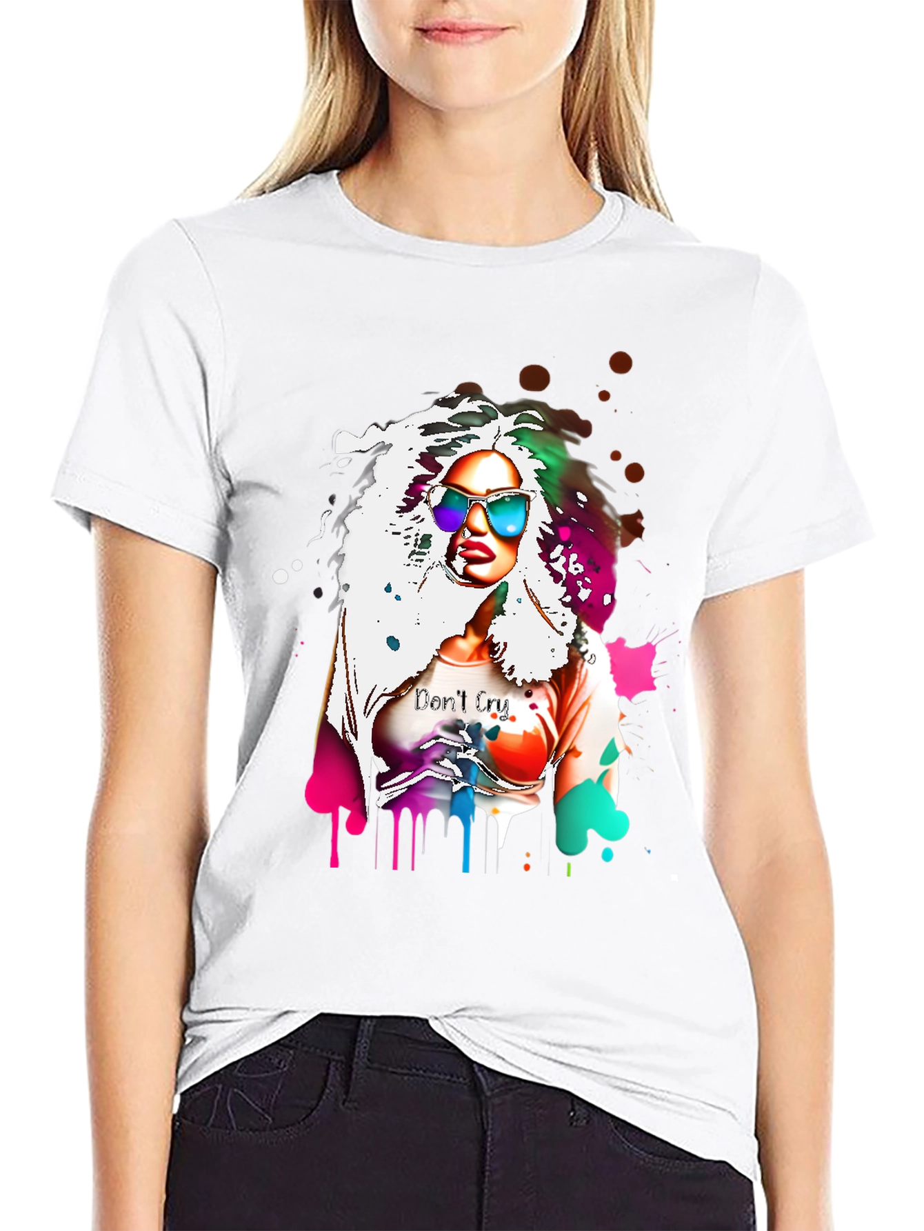 Black Colorful Woman Graphic Tee view 9
