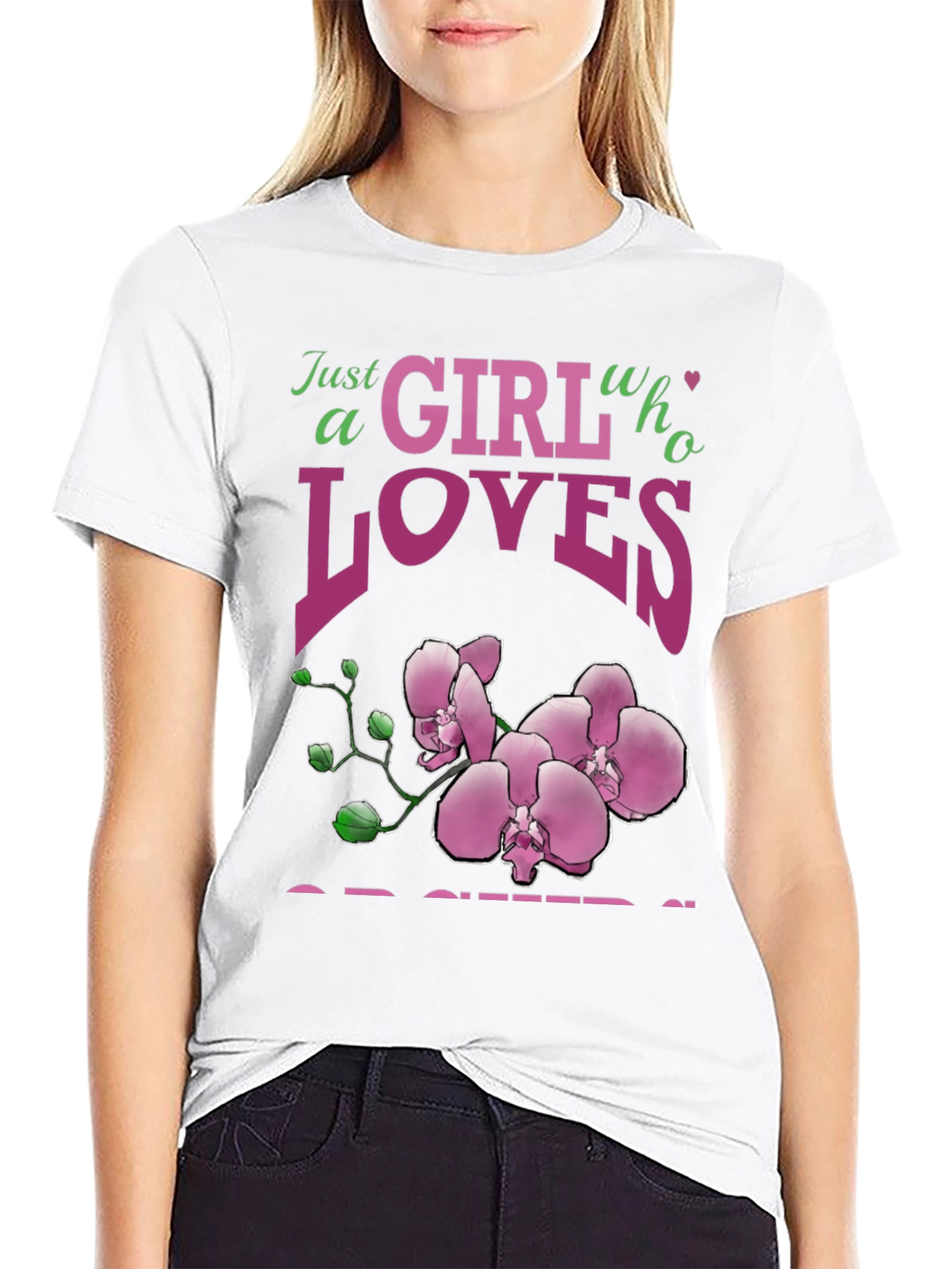 Black Orchid Lover Graphic Tee - Just a Girl Who Loves Orchids view 9