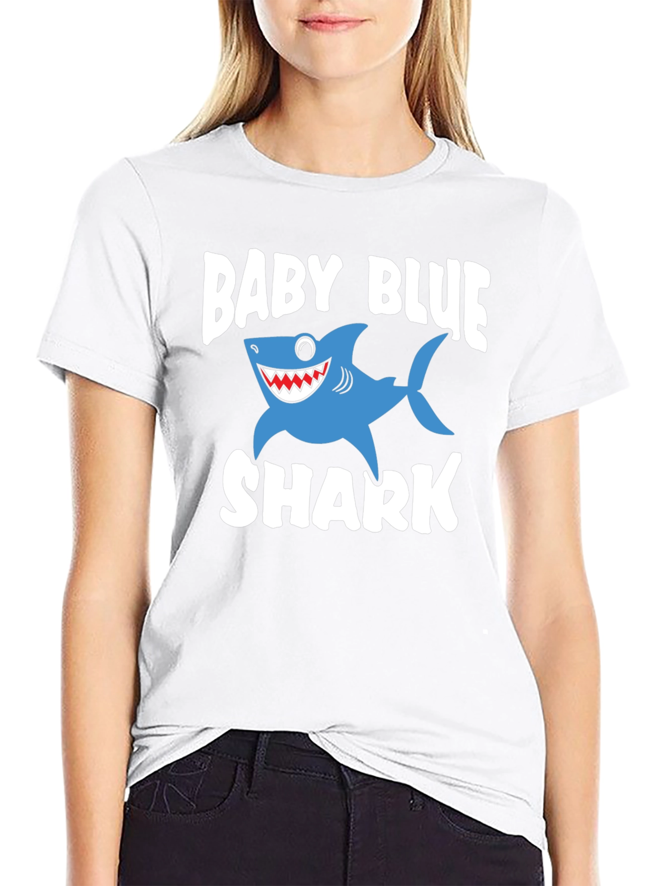 Black Baby Blue Shark Graphic T-Shirt view 9