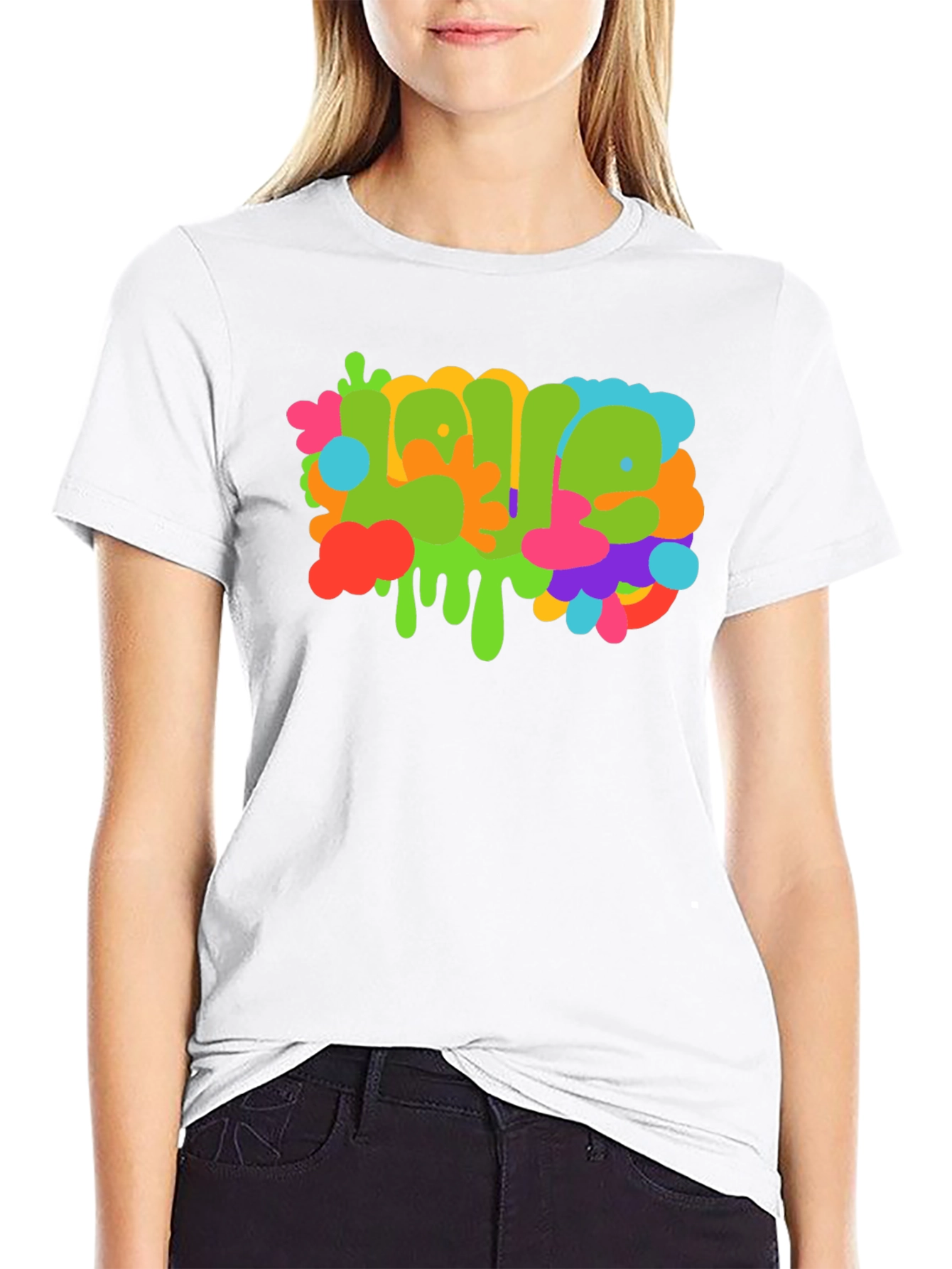 Black Colorful Graffiti Style Graphic T-Shirt view 9