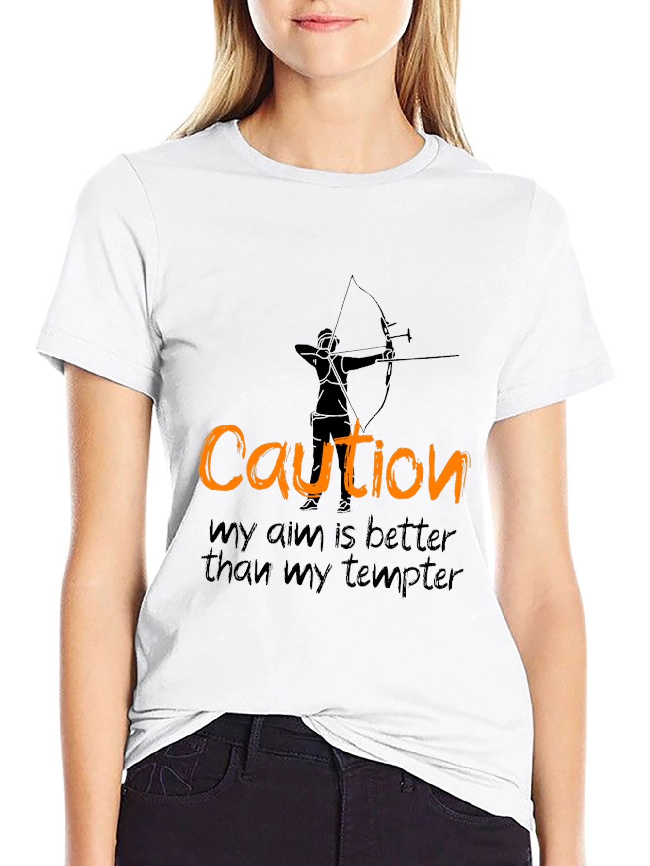 Black Caution Archery T-Shirt - Aim Better Than Tempter view 9