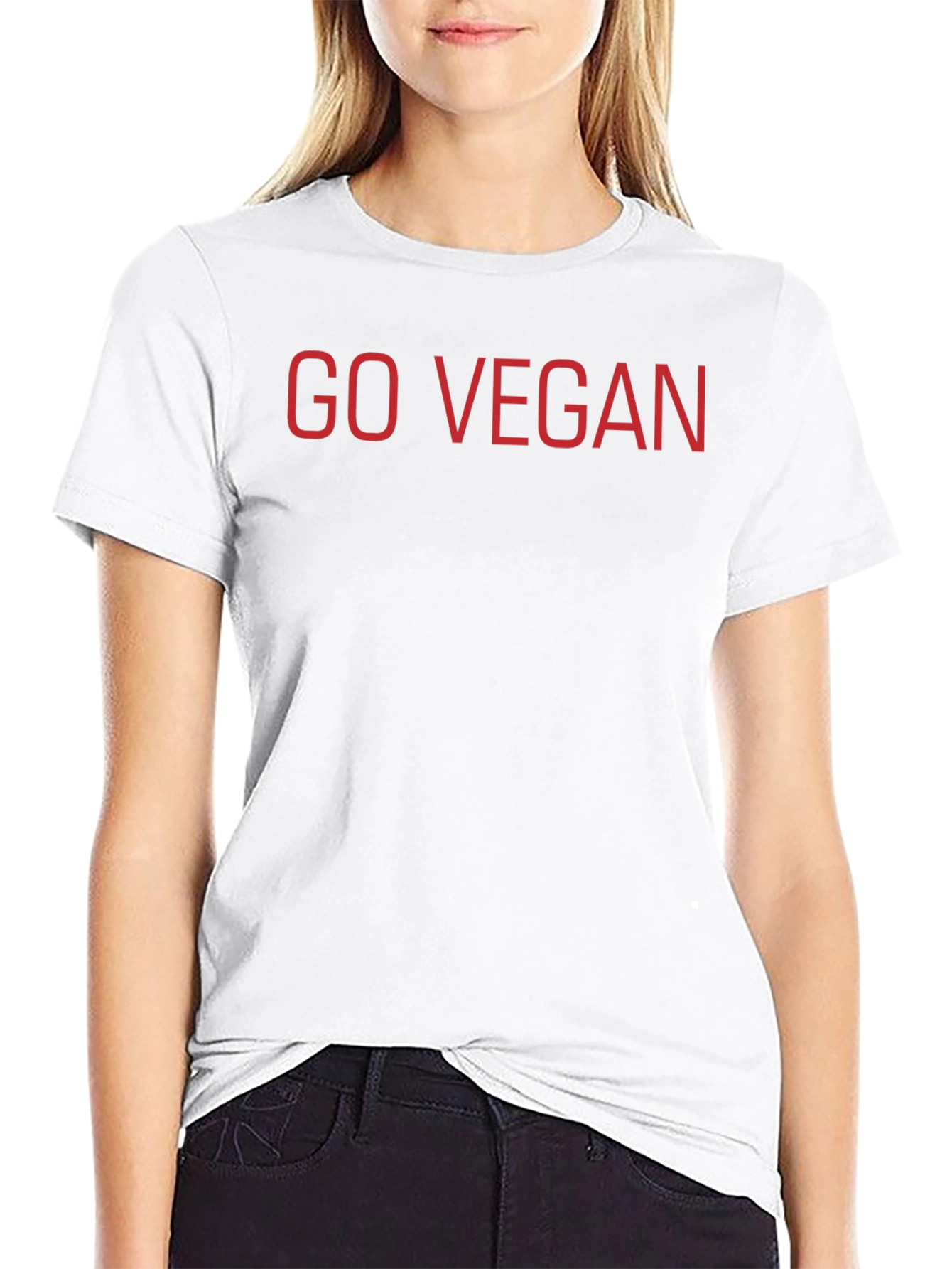 Go Vegan T-Shirt - Red Lettering, Black Tee, Vegan Lifestyle - 9