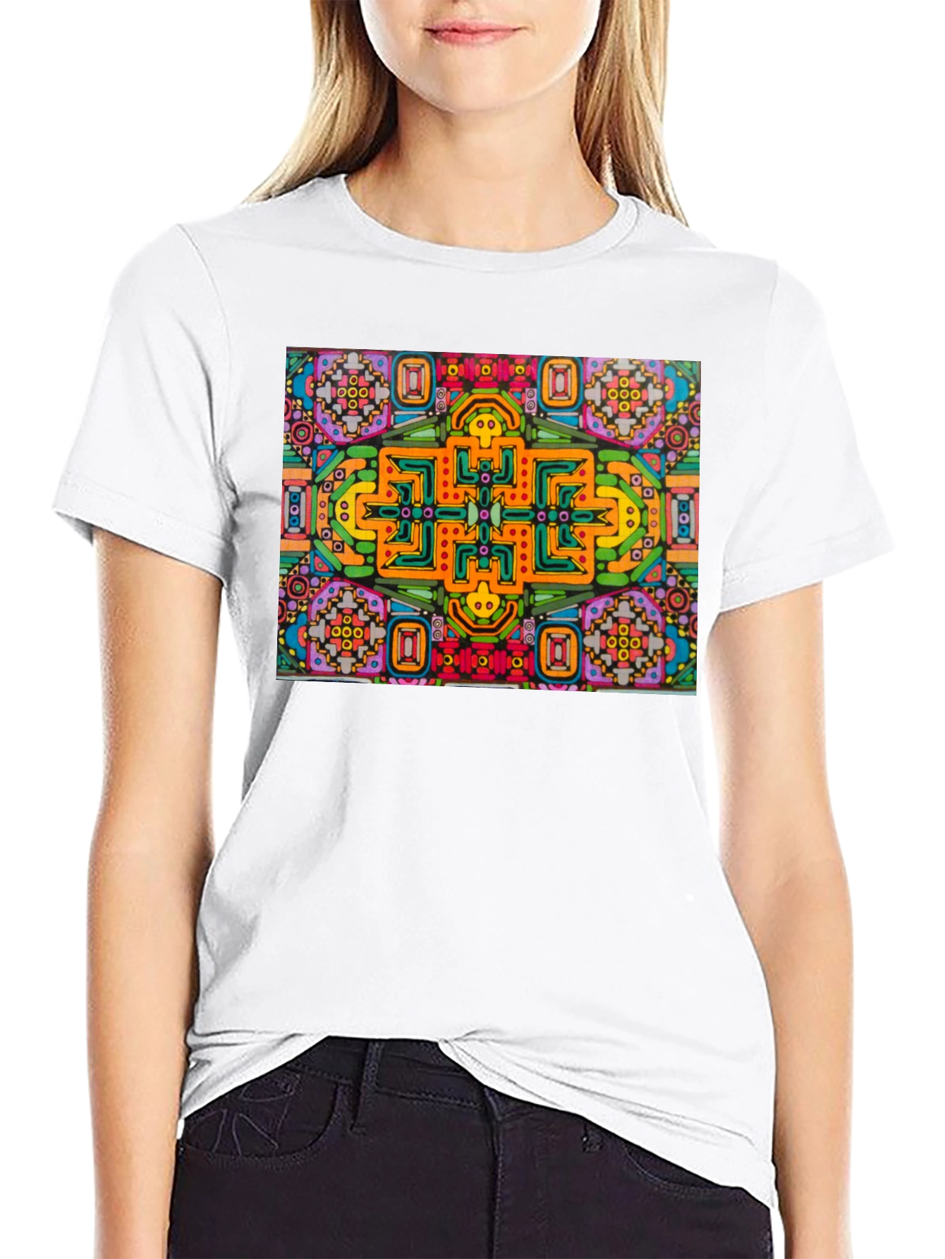 Black Abstract Graphic Tee - Bold Colorful Design view 9