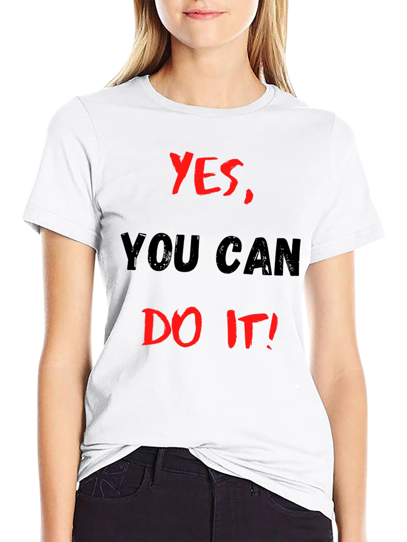 Black Motivational Black T-Shirt: Yes, You Can Do It! view 9