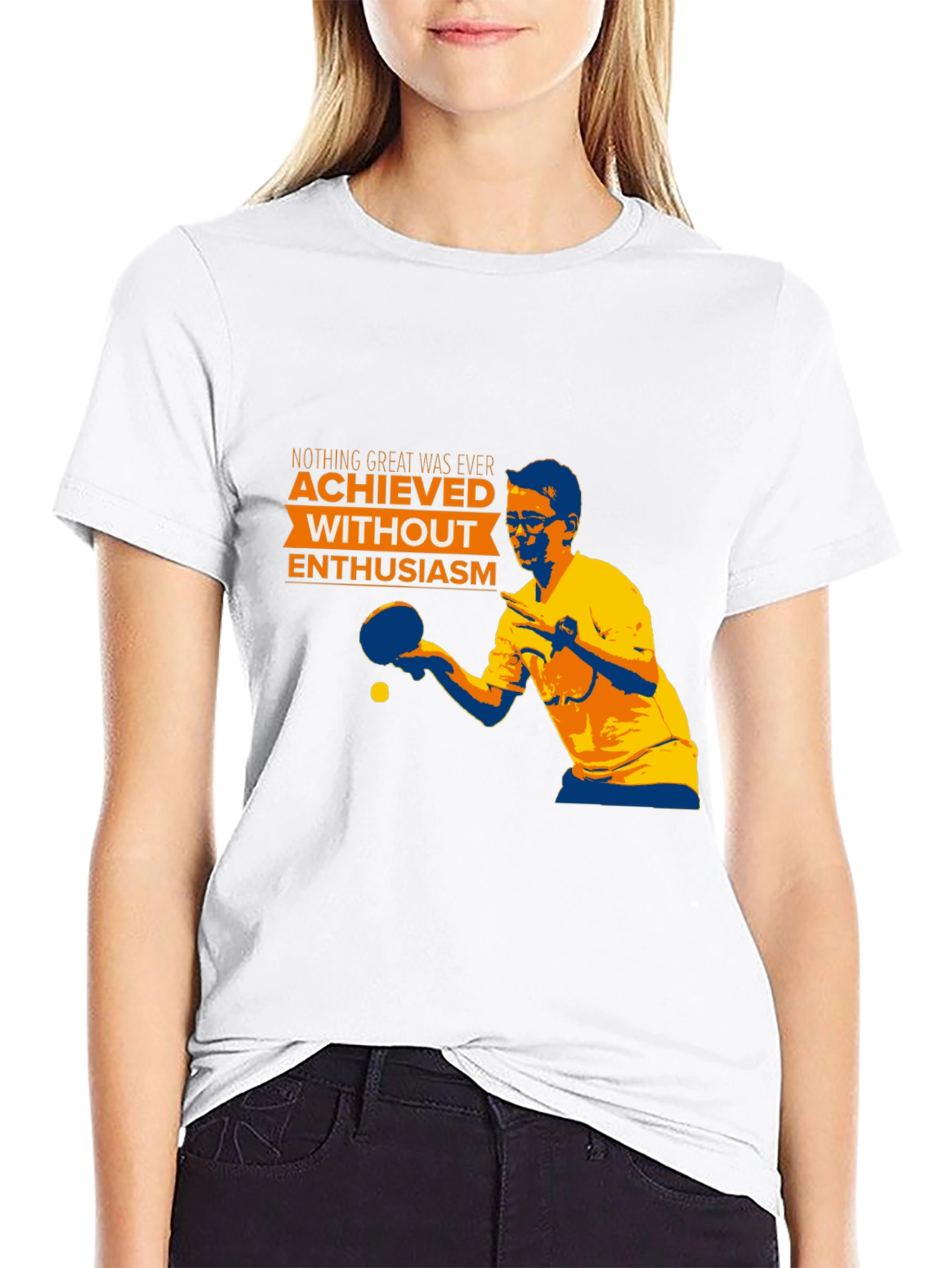 Black Enthusiastic Table Tennis Player T-Shirt view 9