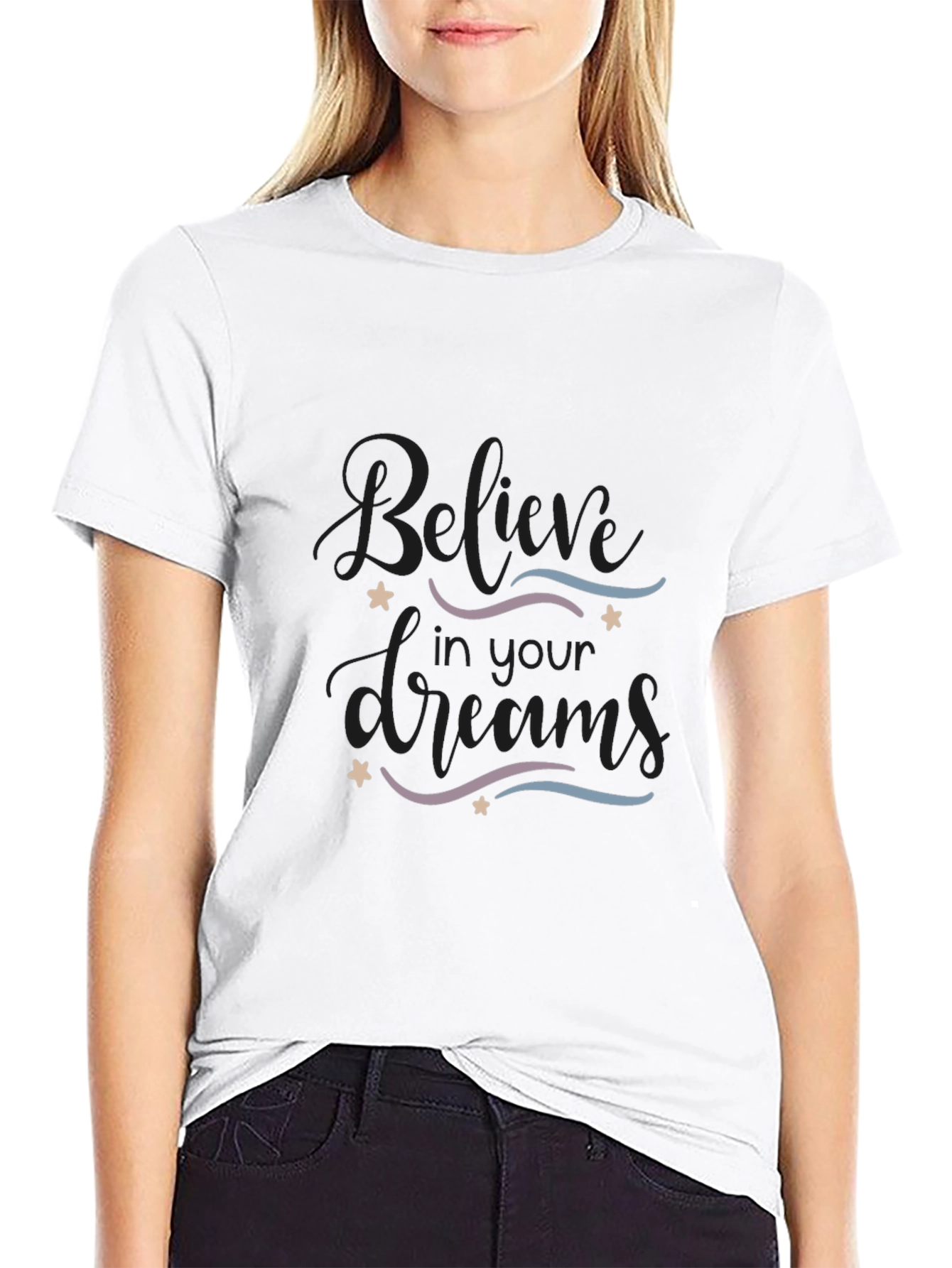Black Believe In Your Dreams Graphic Tee - Black view 9