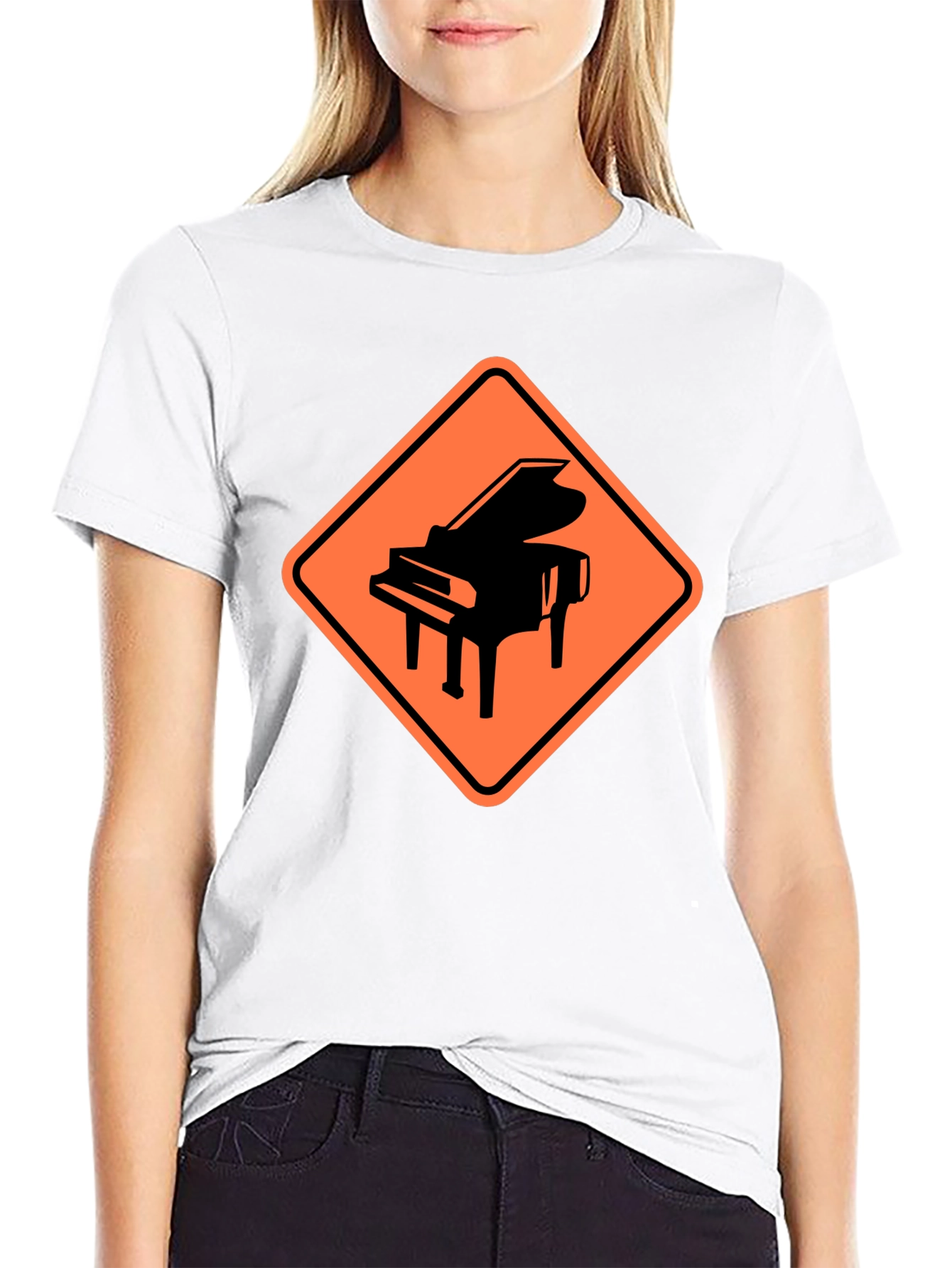 Black Piano Crossing Graphic Tee - Musician's Humor view 9