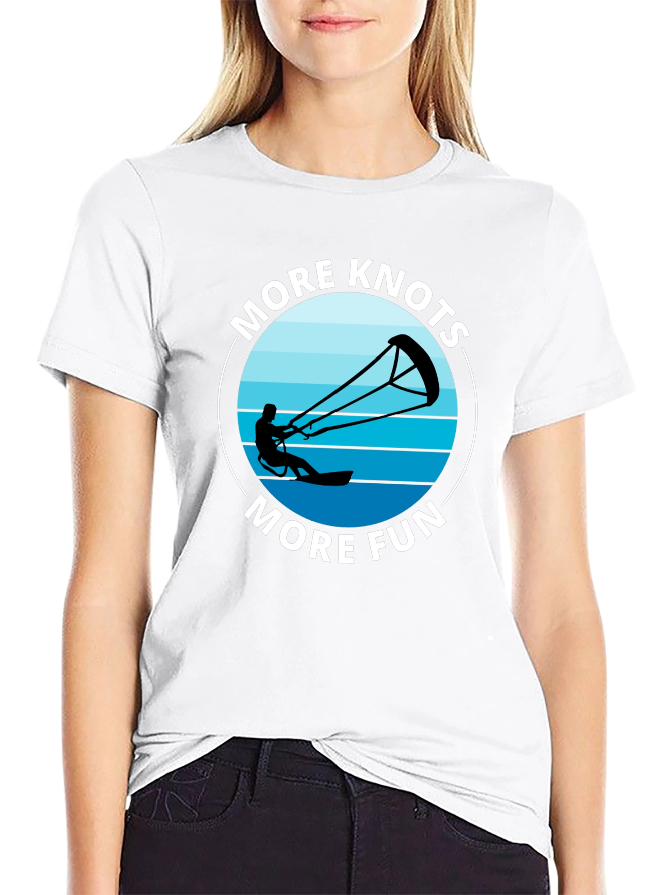 Black More Knots More Fun Black T-Shirt | Kitesurfing Tee view 9