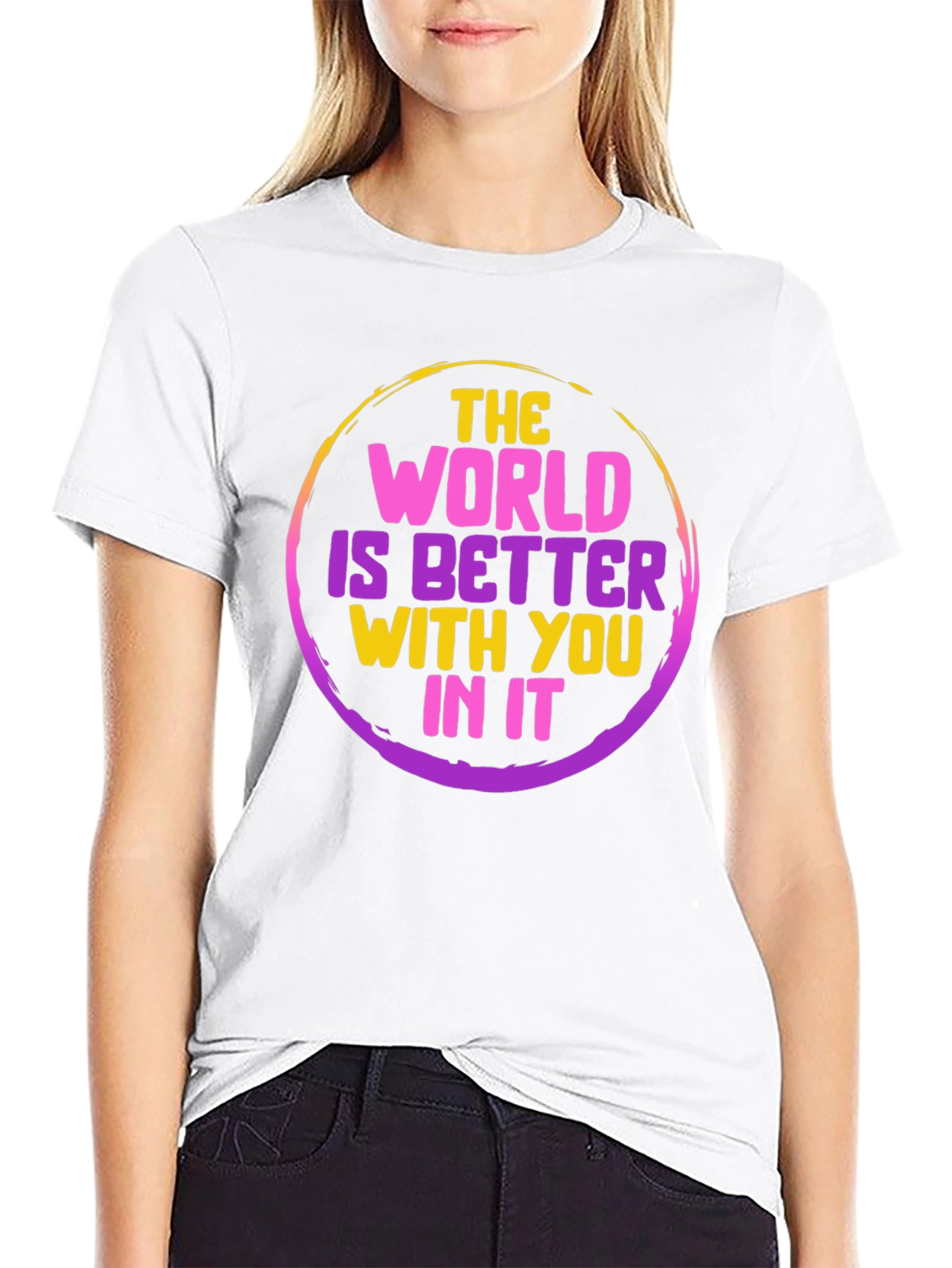 Black Inspirational "World is Better" Graphic Tee view 9