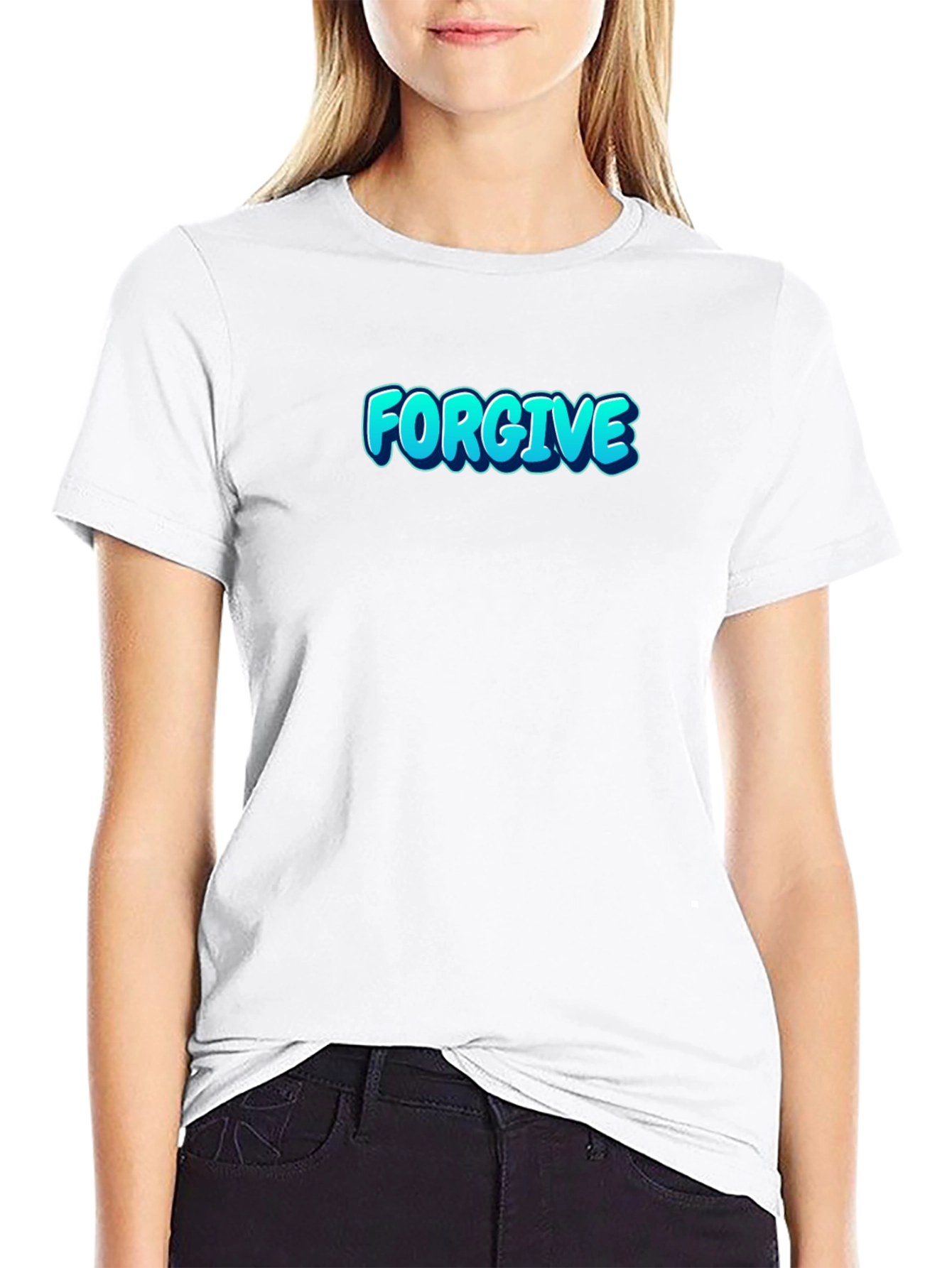 Black Forgive Graphic Print Black T-Shirt view 9