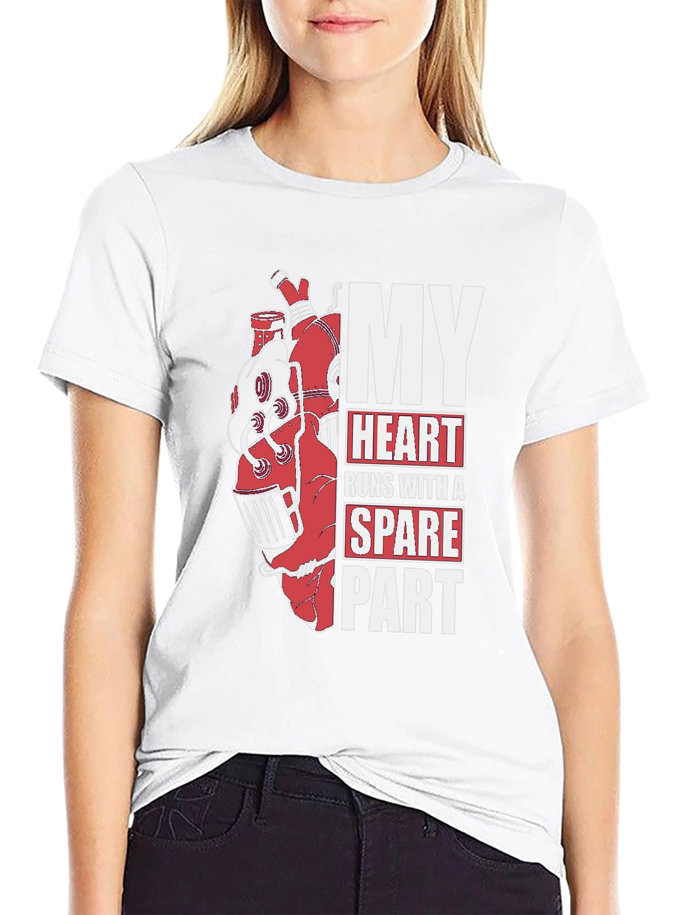 Black My Heart Runs With A Spare Part Graphic T-Shirt view 9