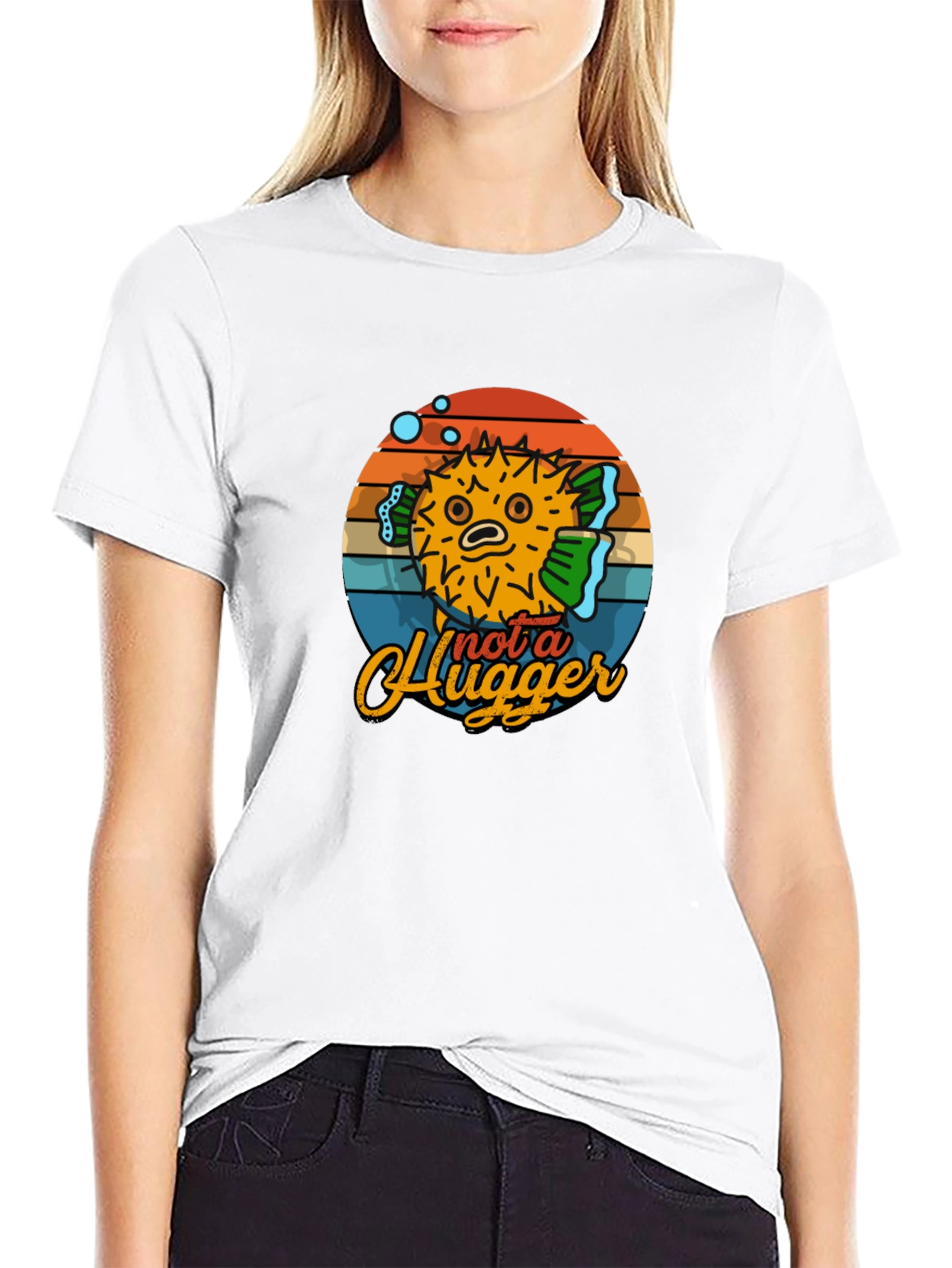 Black Not A Hugger Pufferfish Graphic Tee - Comfort & Style view 9