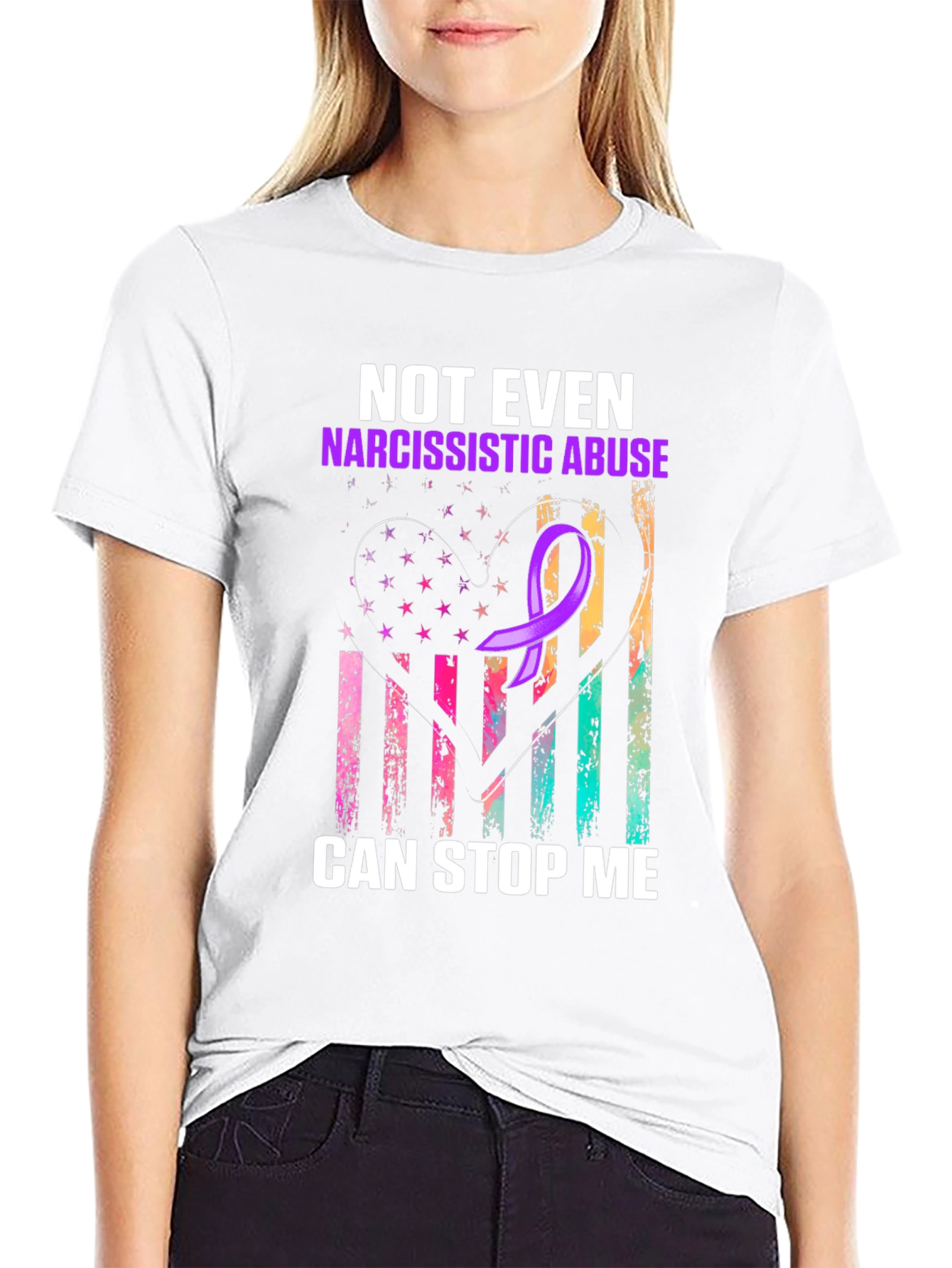 Black Narcissistic Abuse Awareness T-Shirt: "Can't Stop Me" view 9