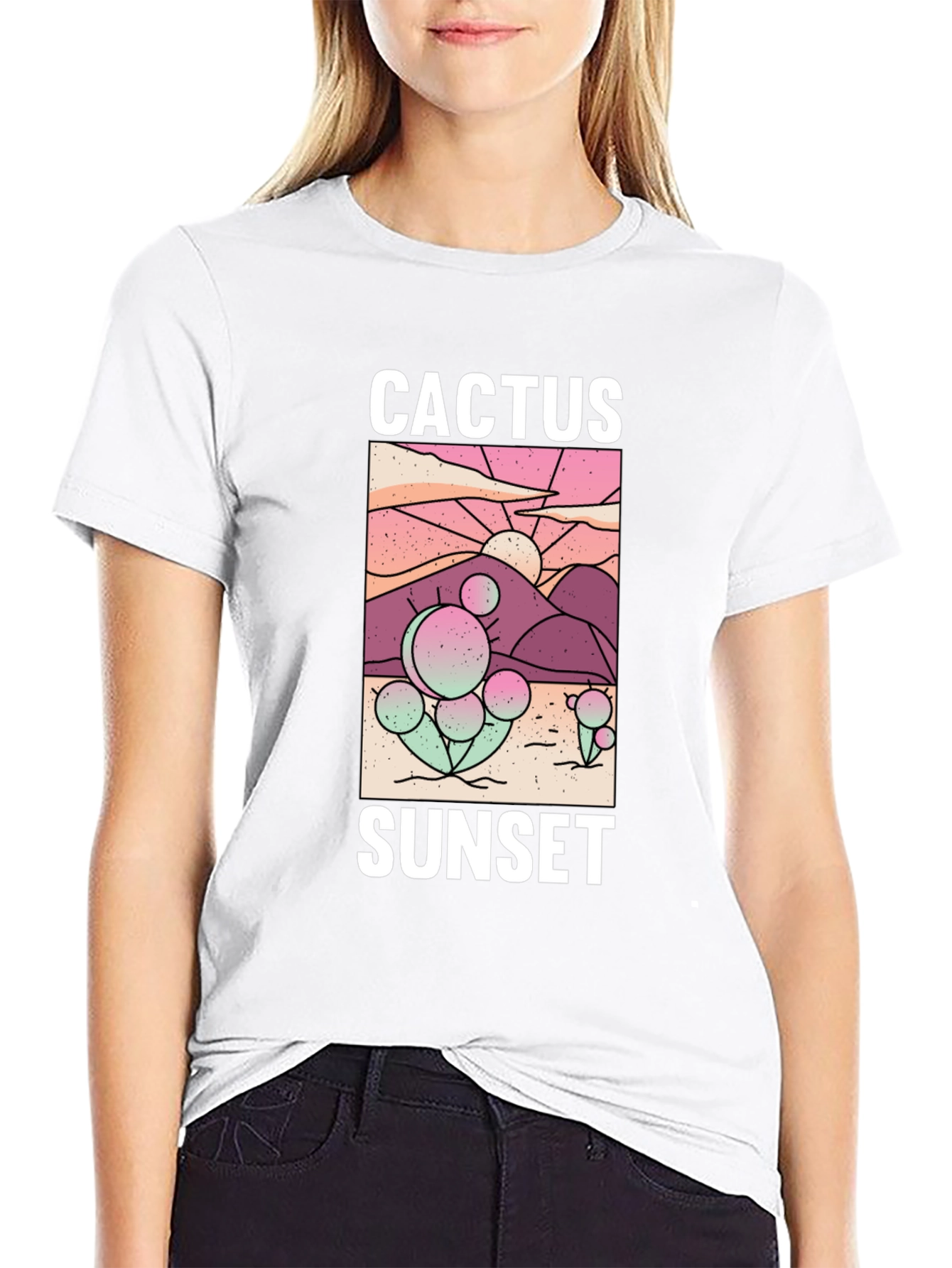 Black Cactus Sunset Graphic Tee - Stylish Comfort view 9