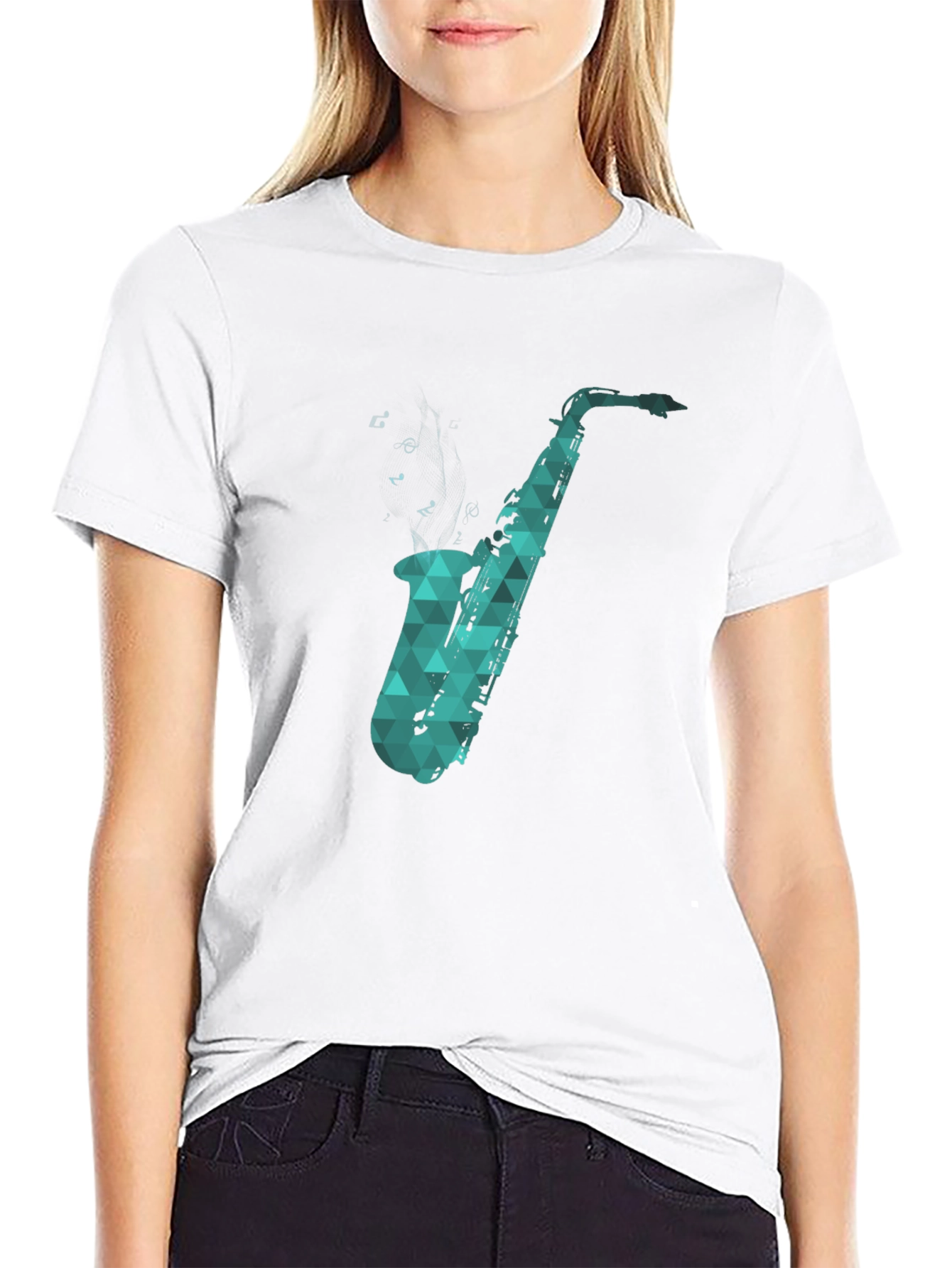 Black Saxophone Graphic Tee - Cool Music Lover Shirt view 9