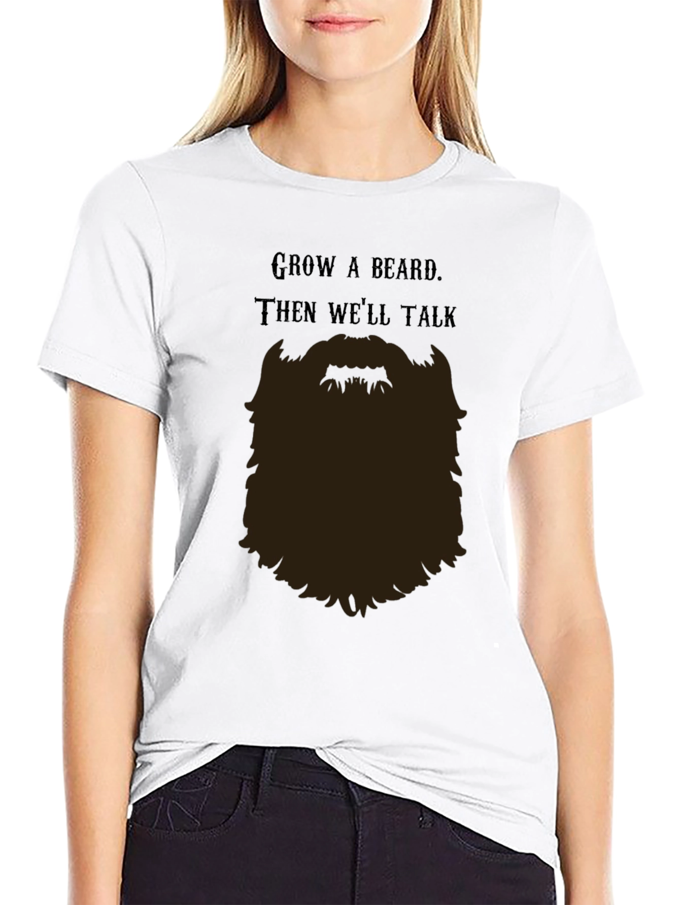 Black Grow a Beard T-Shirt - Funny Bearded Man Tee view 9