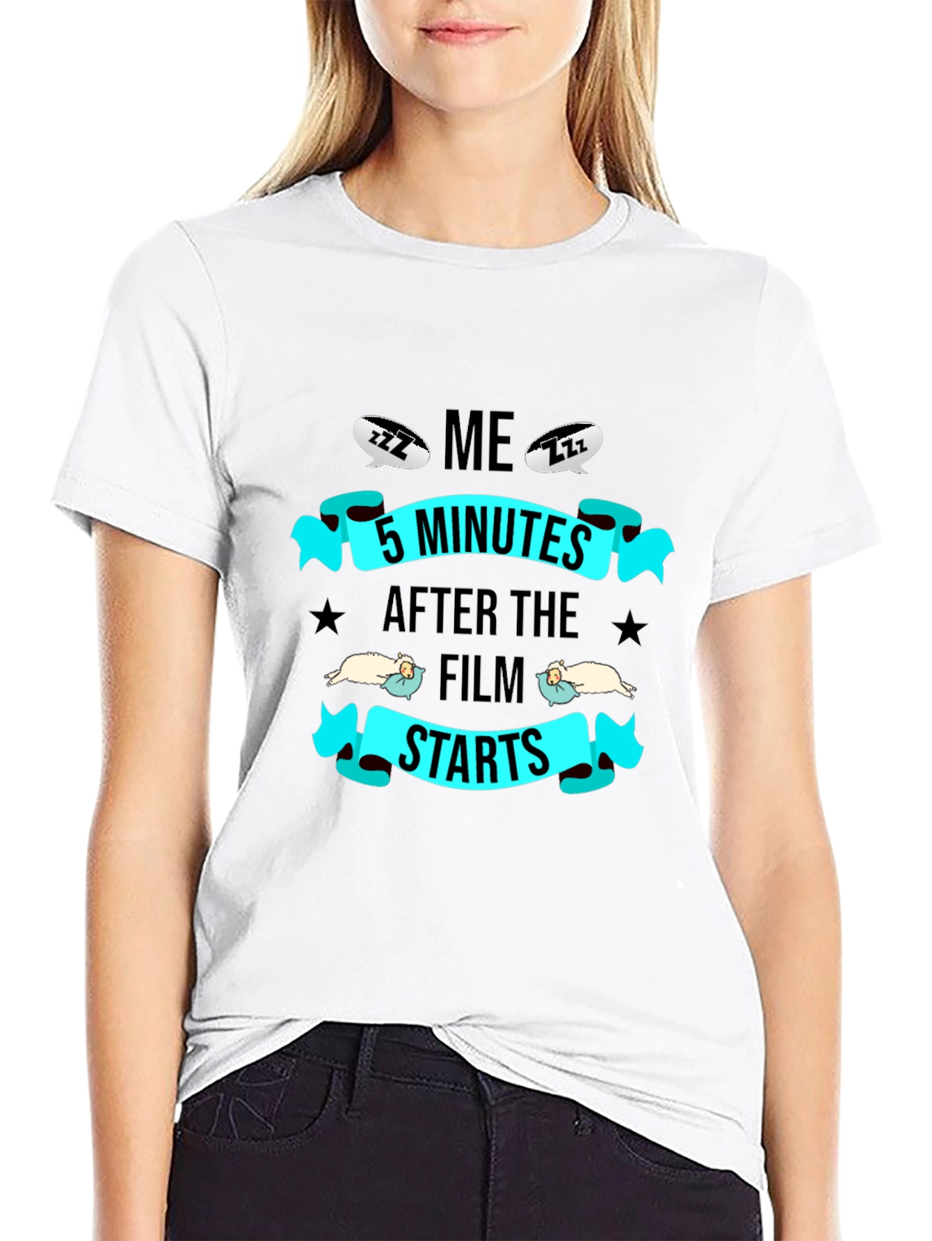 Black Funny 'Me 5 Minutes After The Film Starts' Graphic Tee view 9