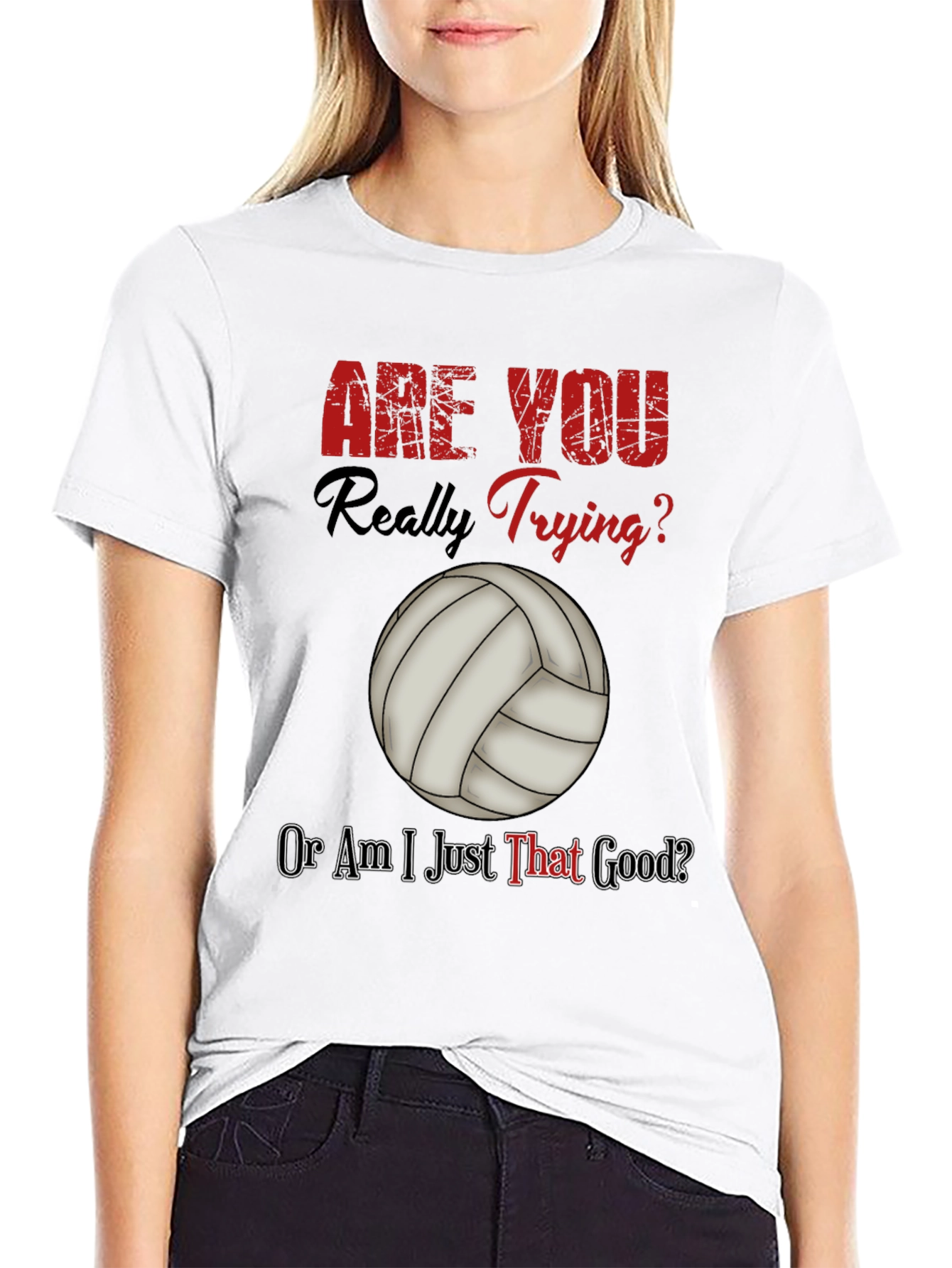 Black Funny Volleyball T-Shirt - Are You Really Trying? view 9