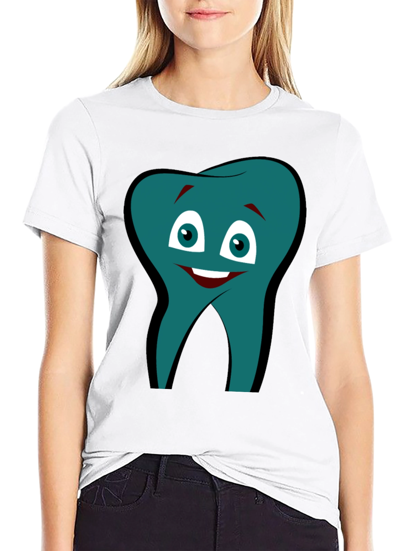 Black Funny Tooth Graphic Tee - Black Cotton Comfort view 9