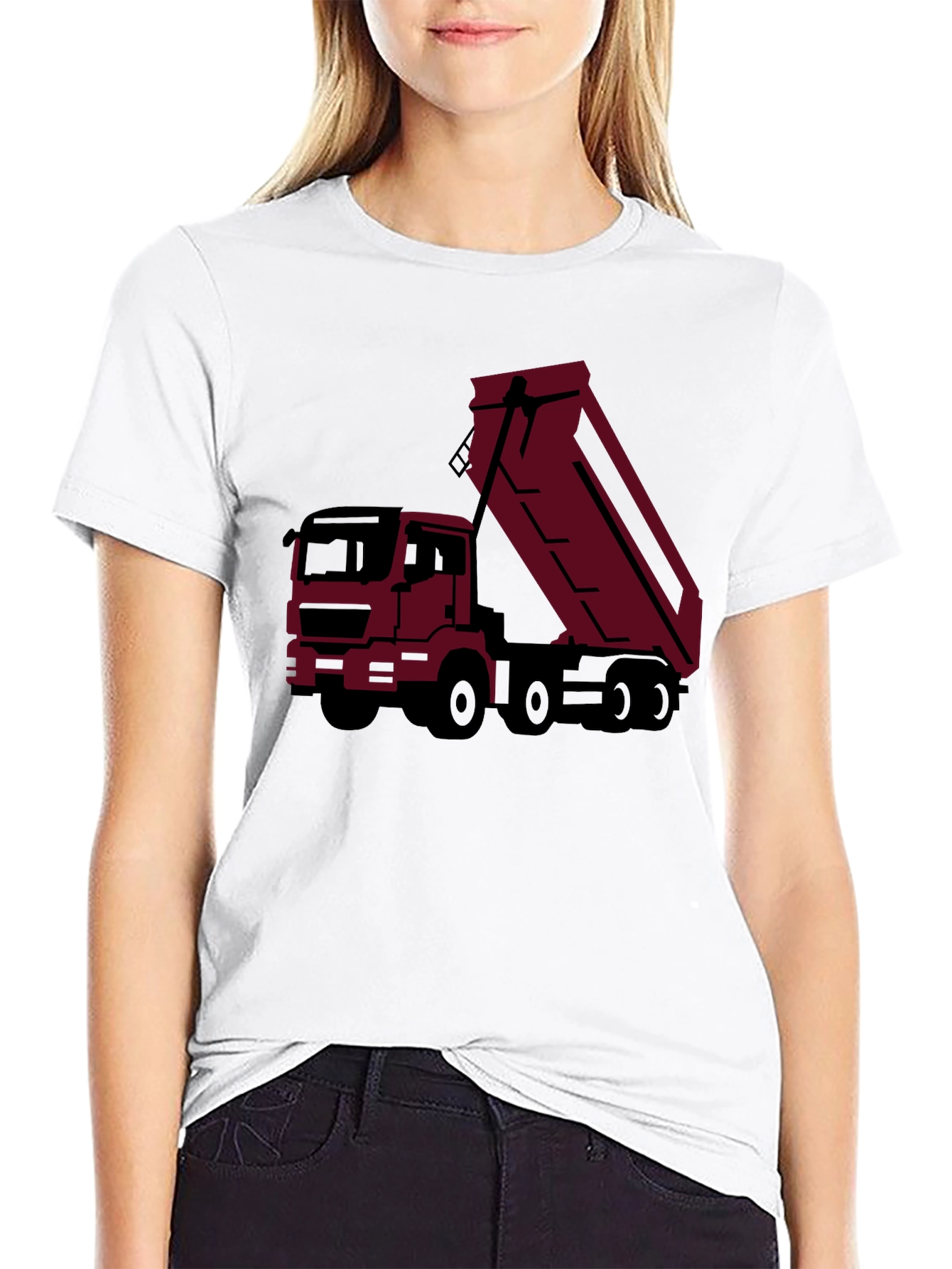 Black Black Dump Truck Graphic Tee - Modern Trucker Style view 9