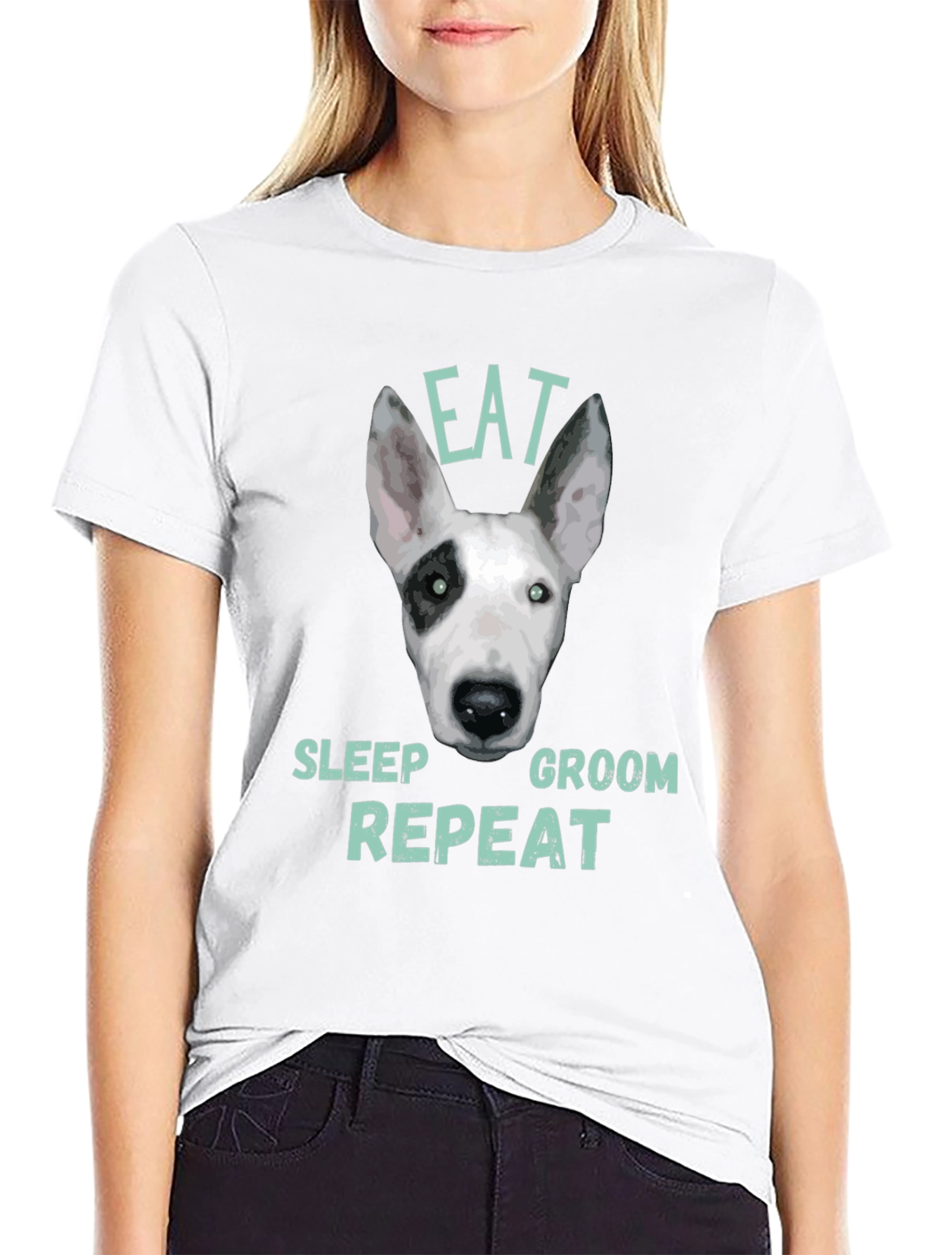 Black Eat Sleep Groom Repeat Dog T-Shirt view 9