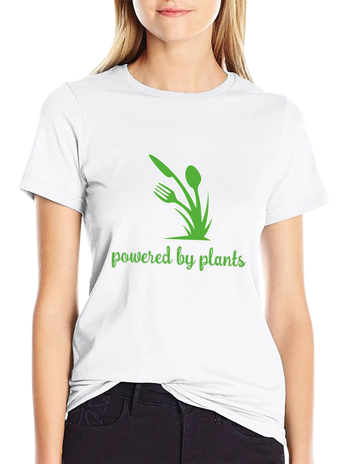 Black Powered By Plants Graphic Tee - Vegan Lifestyle Shirt view 9