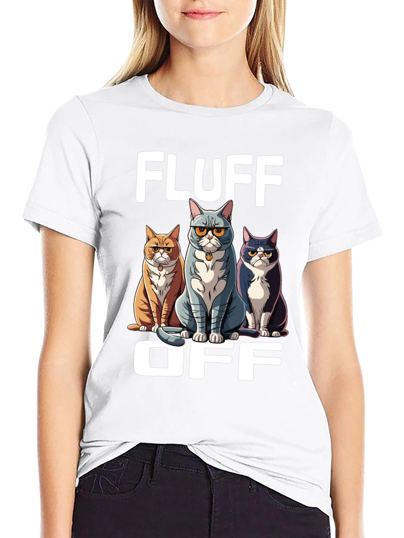Black Fluff Off Cat Graphic T-Shirt view 9