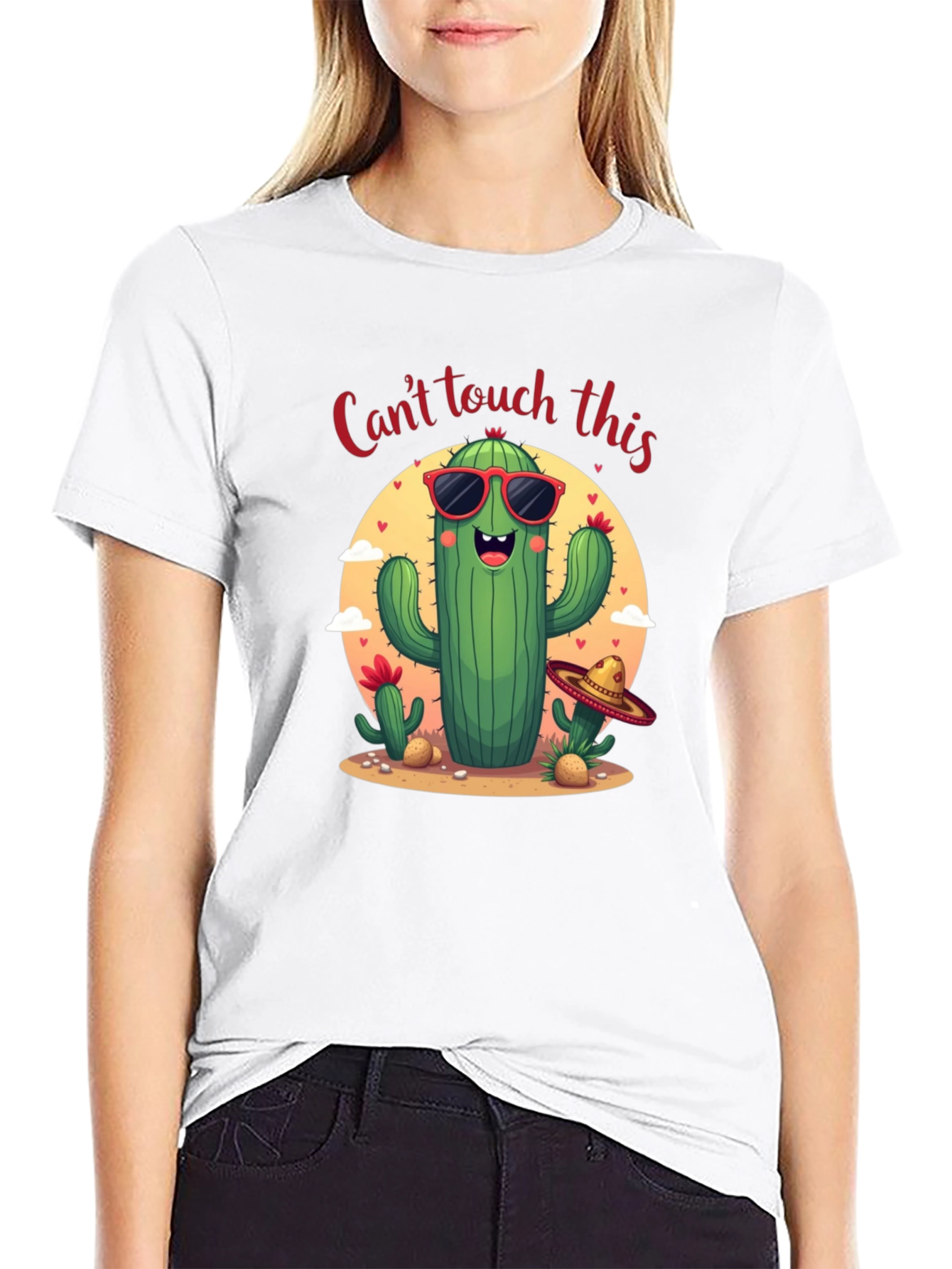 Black Funny Cactus Graphic Tee - "Can't Touch This" view 9