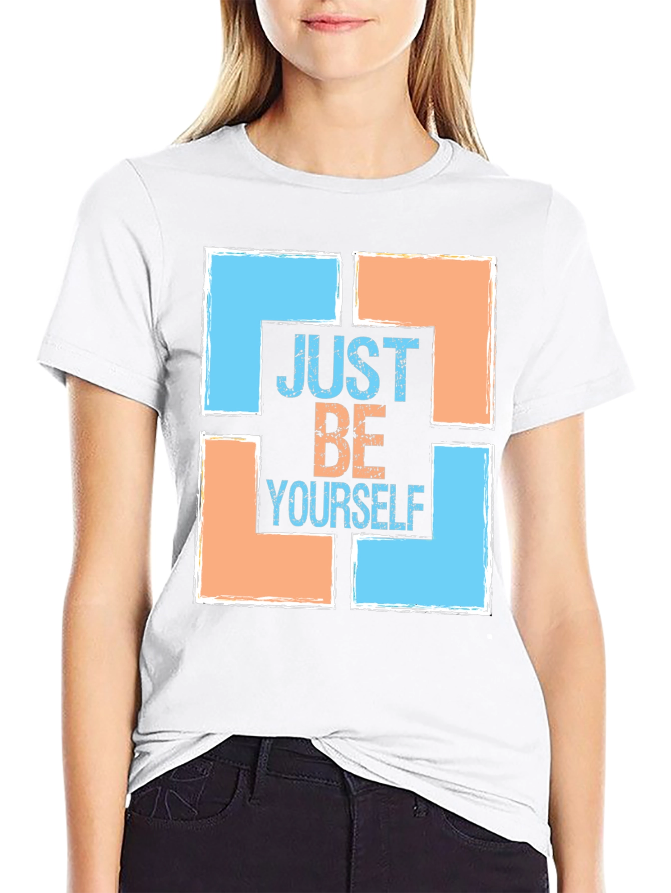 Black Just Be Yourself Graphic Tee - Trendy Style view 9
