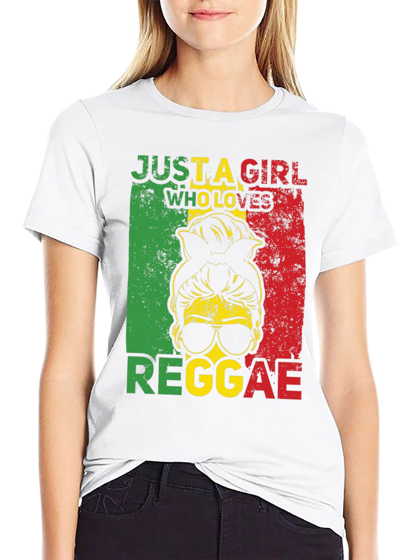 Black Reggae Girl Graphic Tee - Rastafarian Style view 9