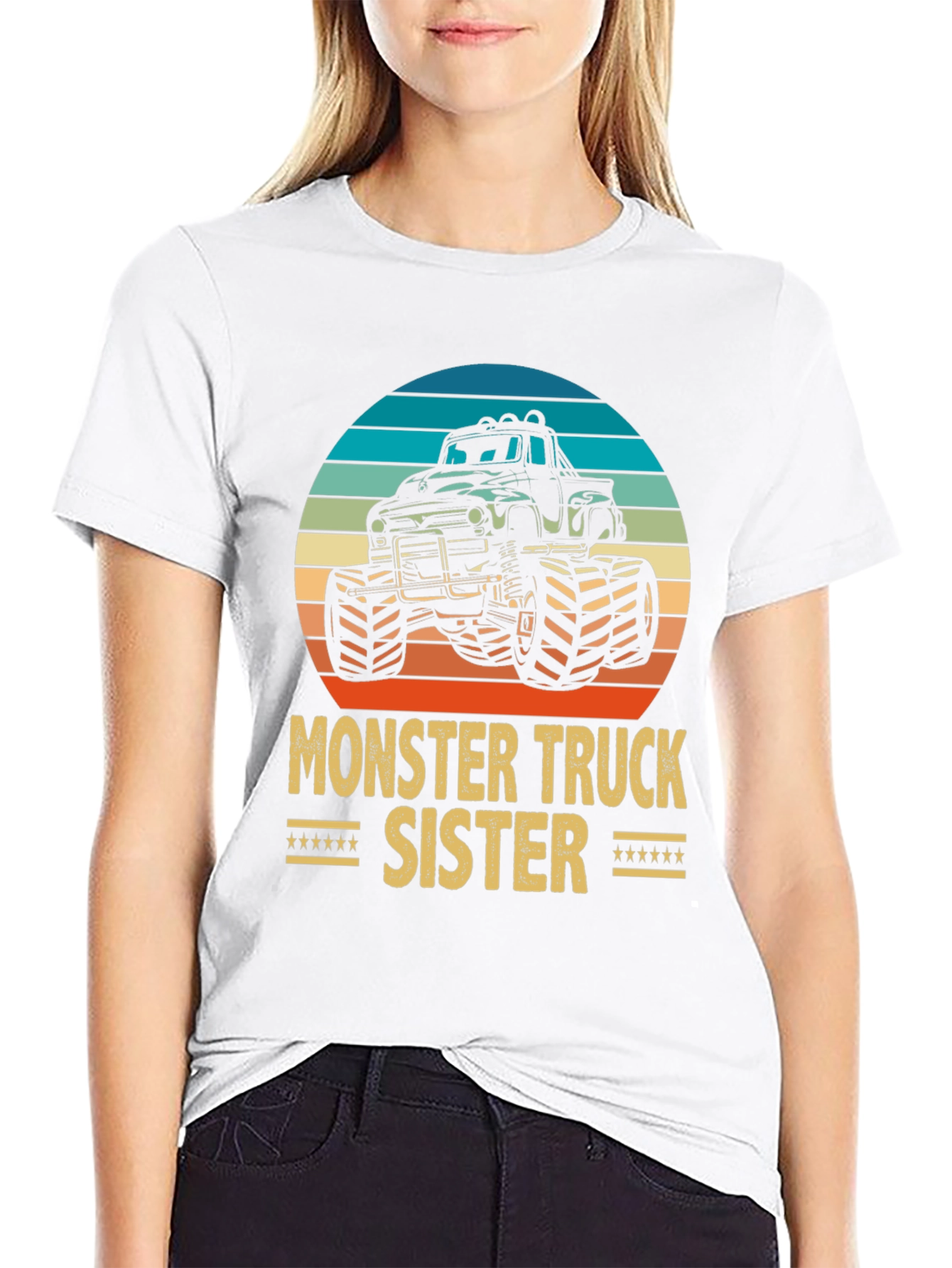 Black Monster Truck Sister Graphic Tee - Black Cotton Blend view 9