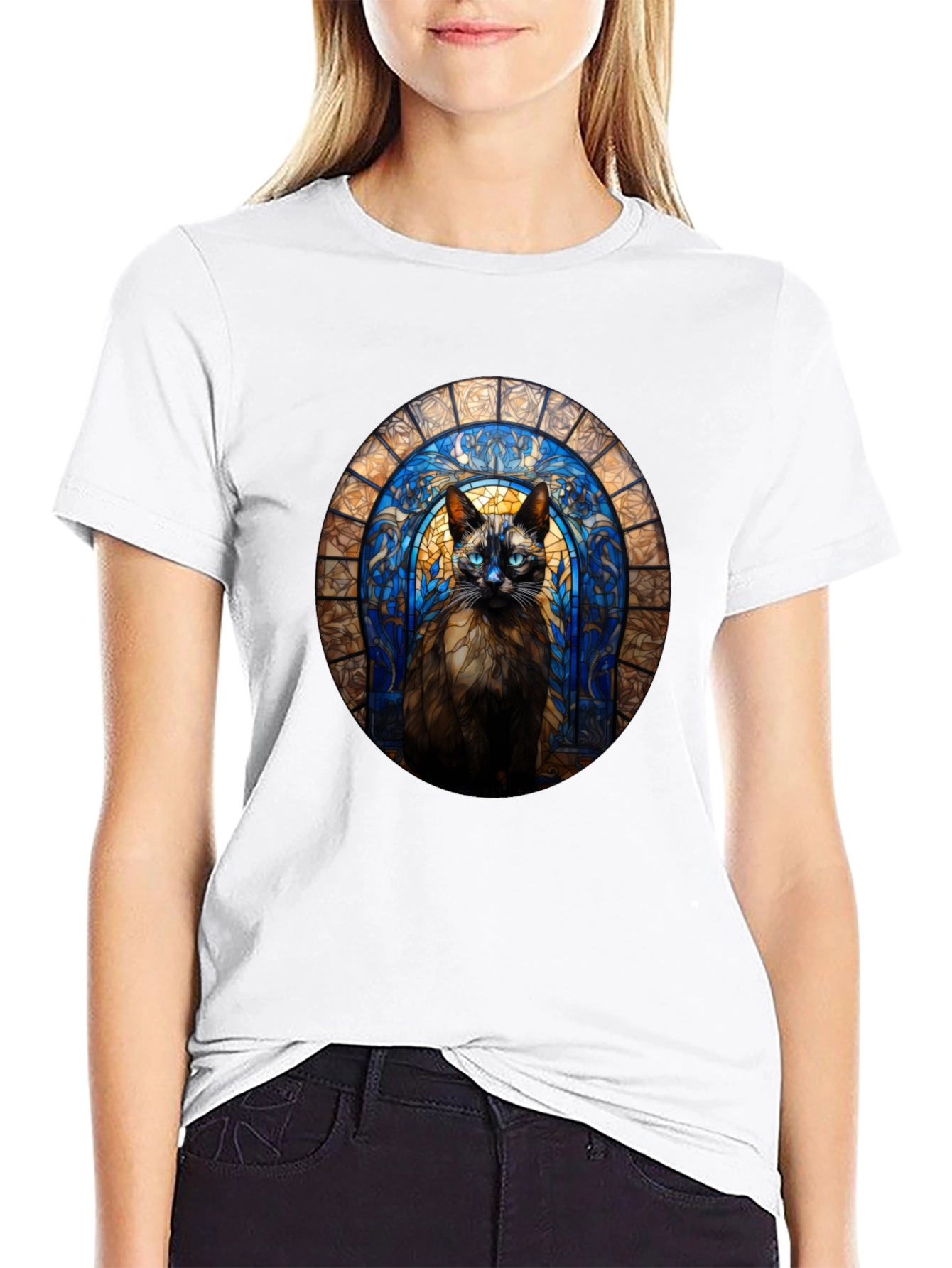Stained Glass Cat T-Shirt - Unique Art Tee - 9