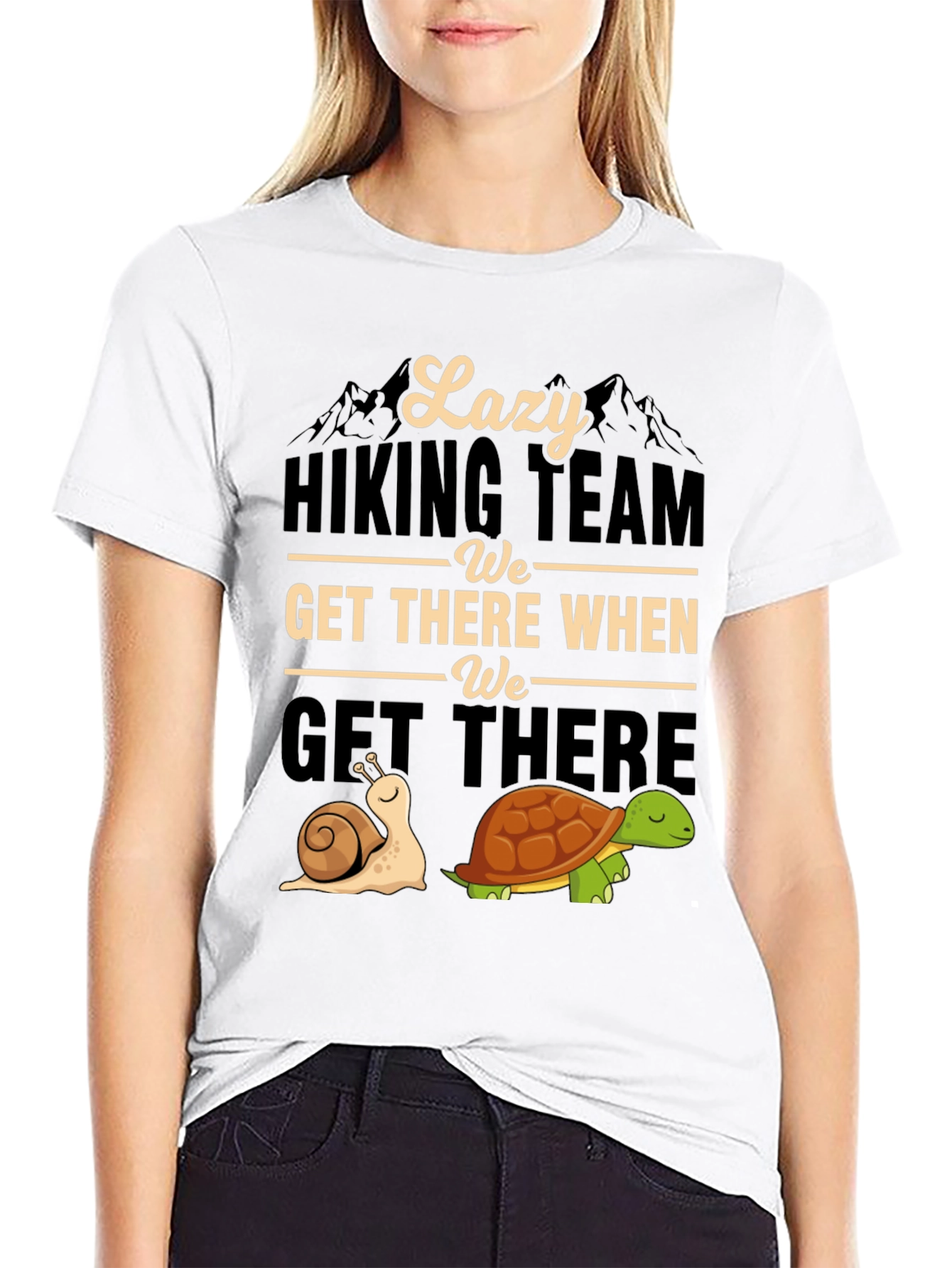 Black Lazy Hiking Team T-Shirt Funny Snail & Turtle Tee view 9
