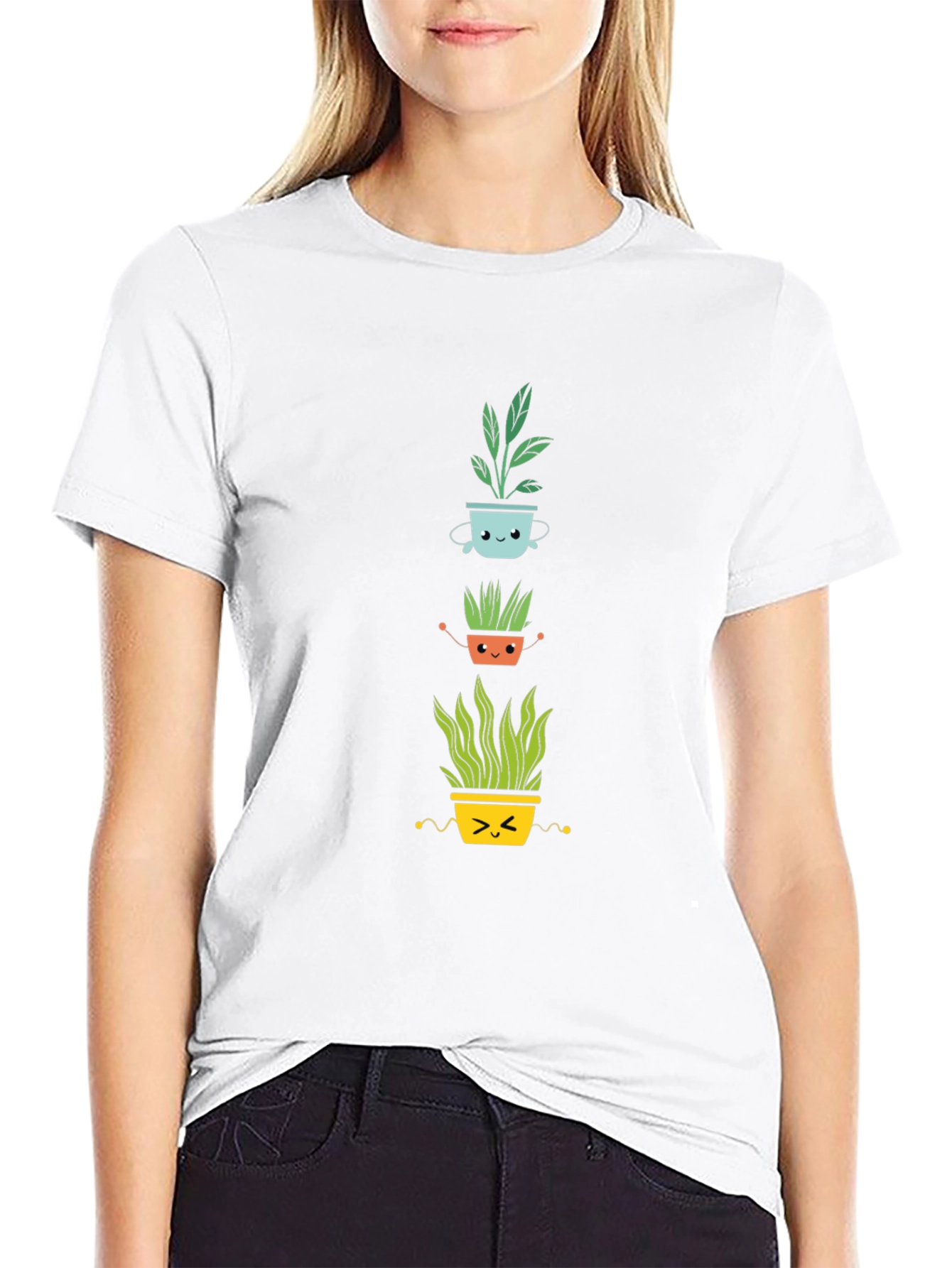 Black Cute Plant Pot T-Shirt - Black Cotton Tee view 9