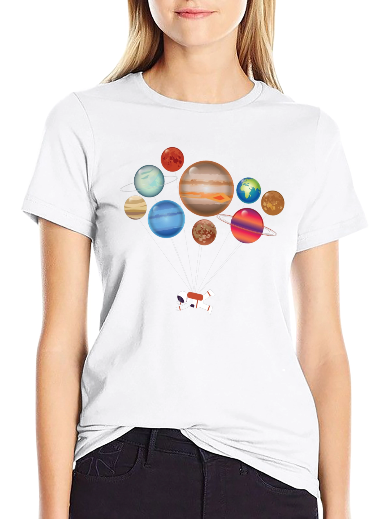 Black Planets Astronaut Graphic T-Shirt view 9