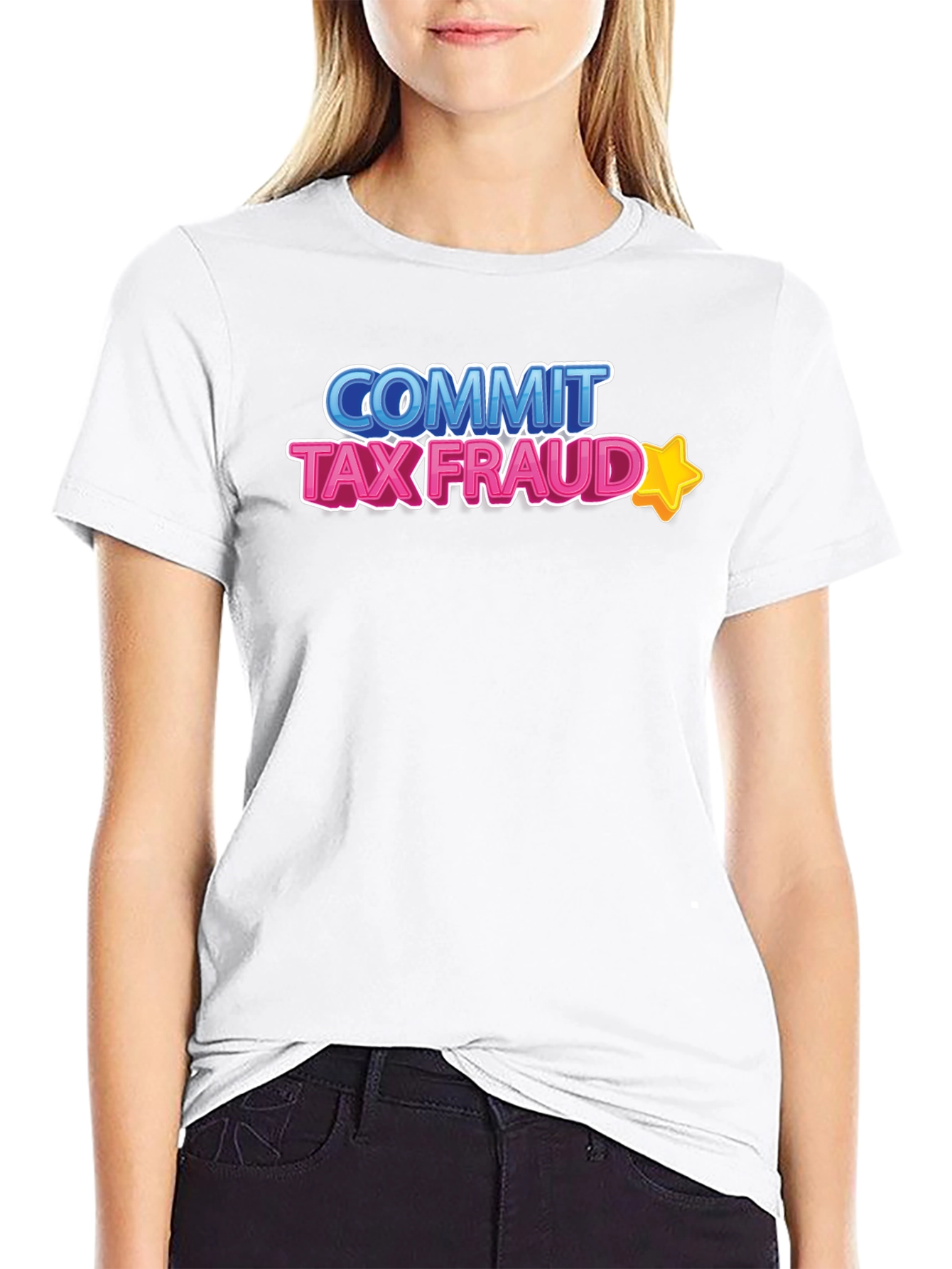 Black Commit Tax Fraud T-Shirt - Novelty Graphic Tee view 9