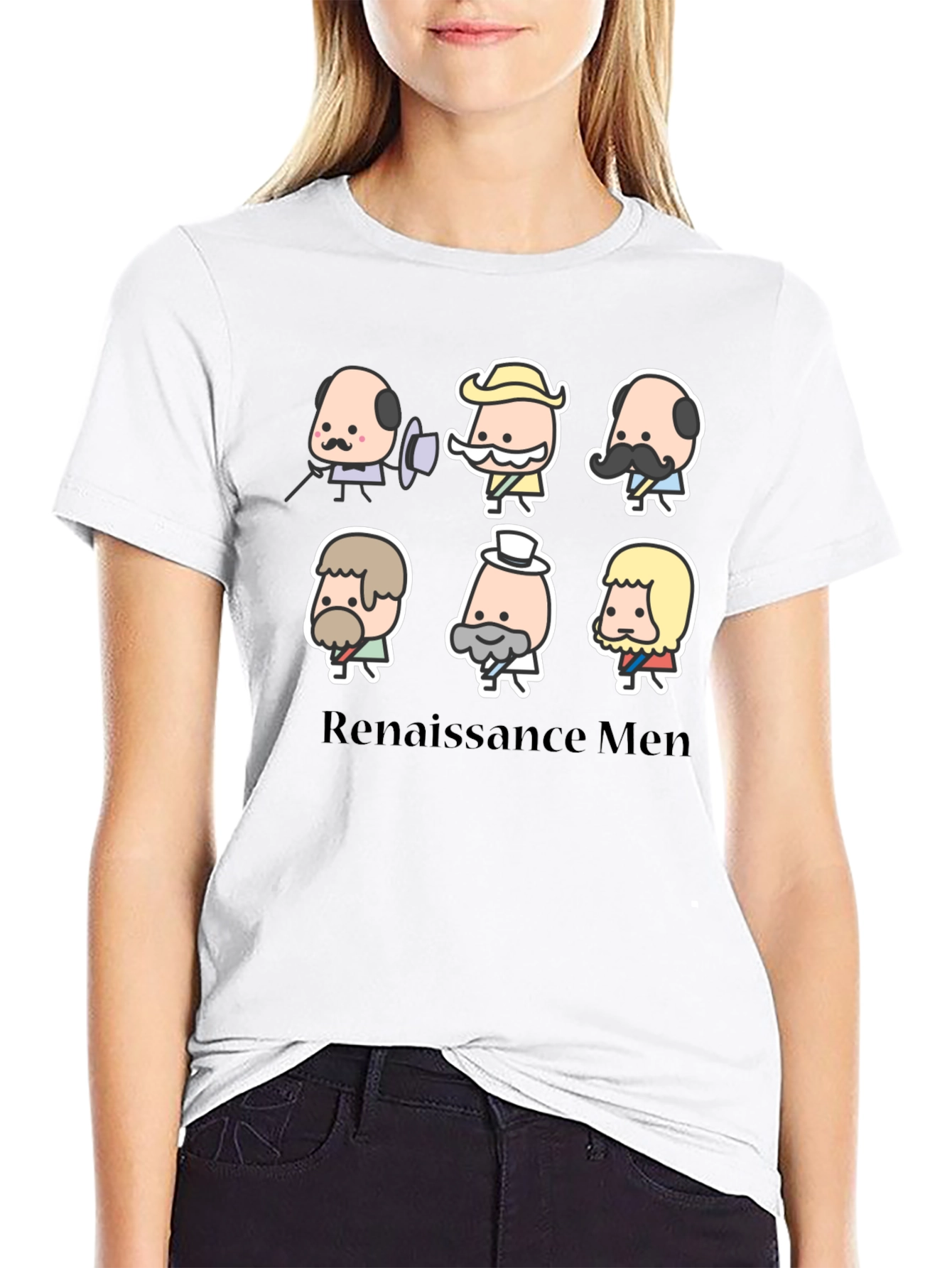 Black Renaissance Men Cartoon T-Shirt - Black view 9
