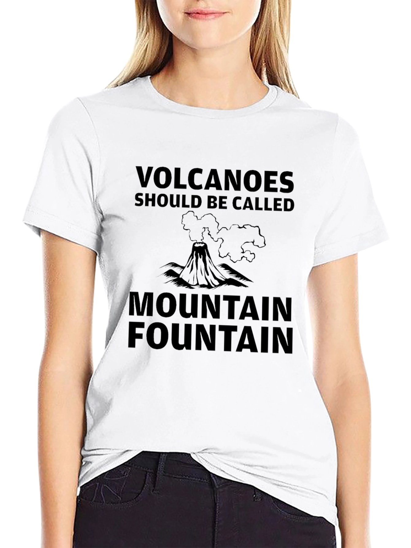Black Volcano Mountain Fountain T-Shirt Funny Graphic Tee view 9