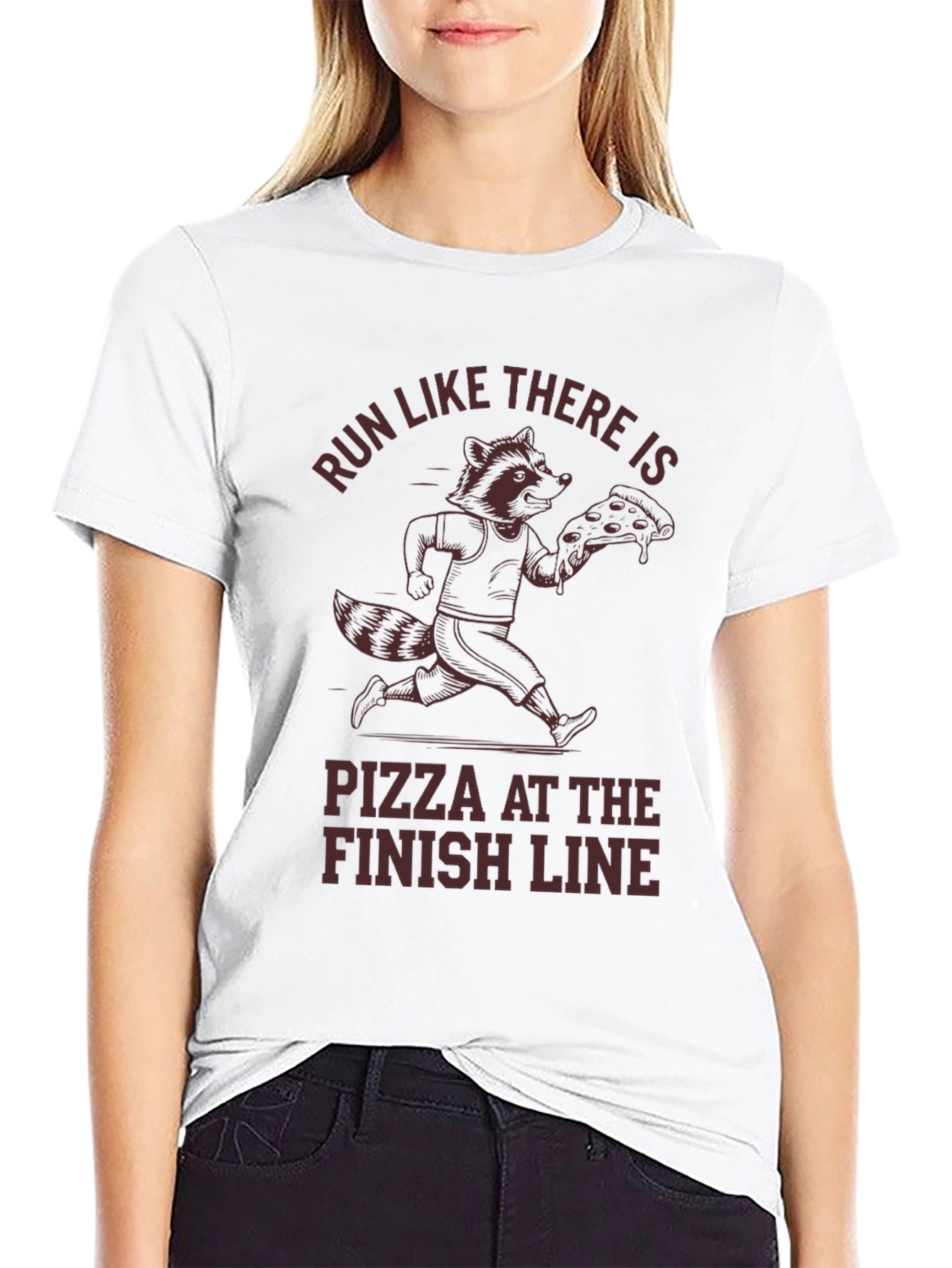 Black Run for Pizza Graphic T-Shirt view 9