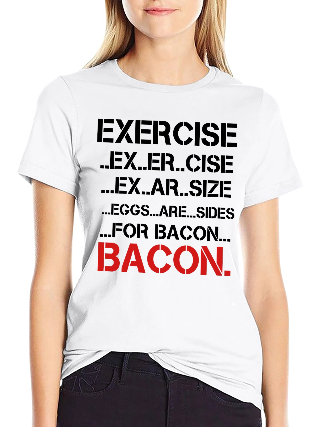 Black Funny Bacon Exercise T-Shirt view 9