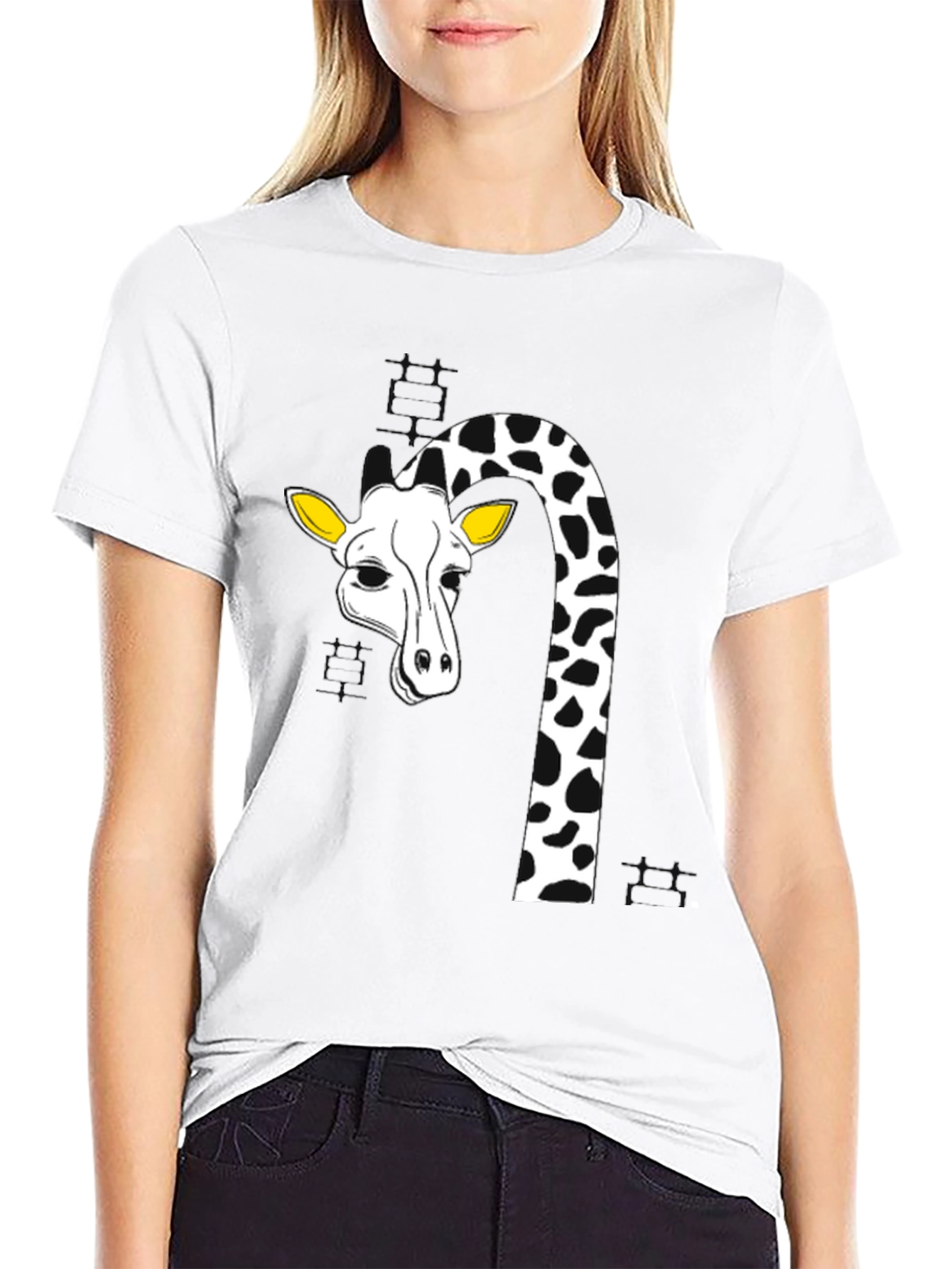 Black Giraffe Graphic Tee - Black Cotton Blend view 9