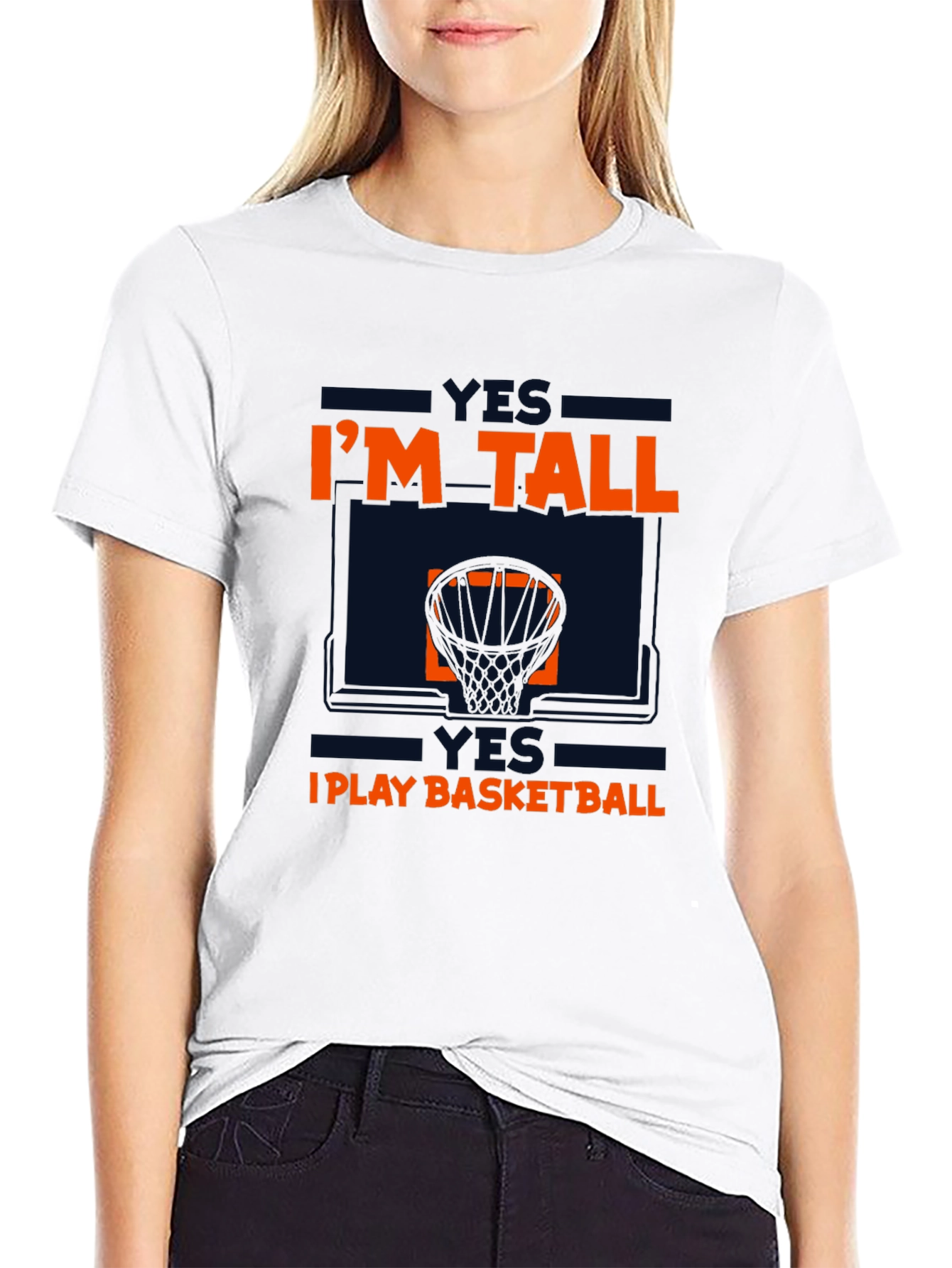 Black I'm Tall, I Play Basketball Graphic Tee view 9